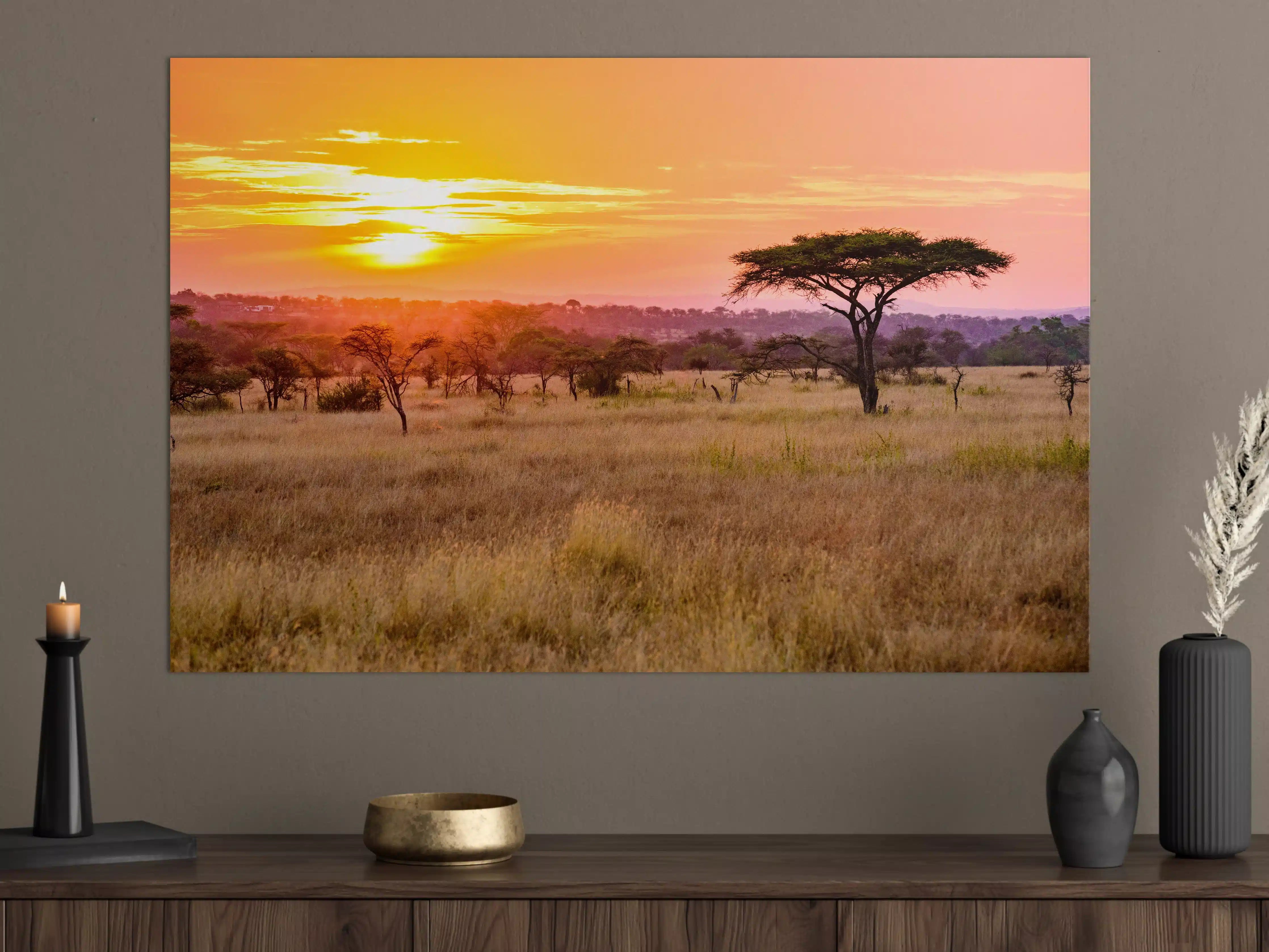 Große Wandbilder - Sonnenuntergang in der Savanne Afrikas
