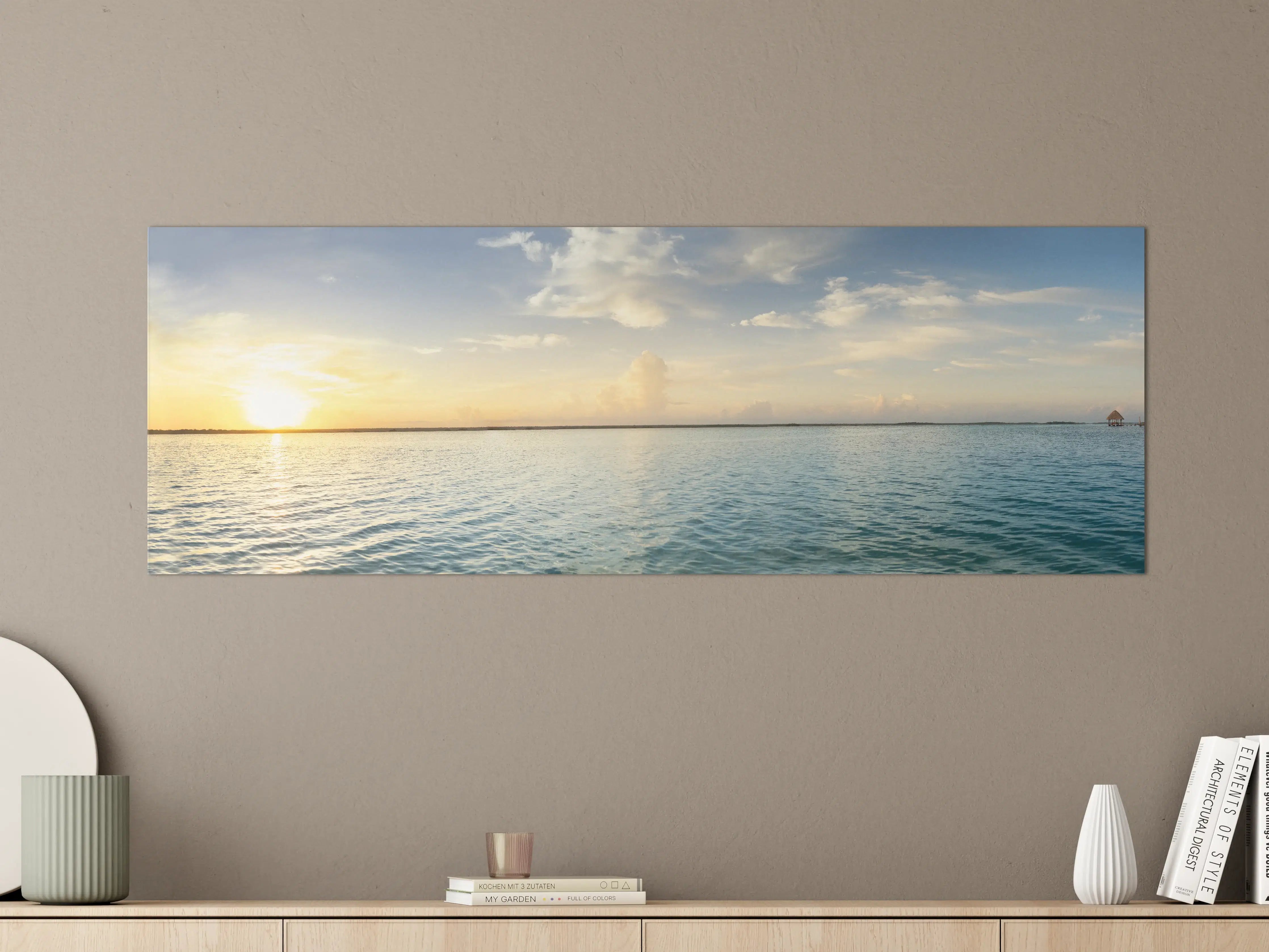 Große Wandbilder - Sonnenuntergang über dem Meer mit sanften Wolken