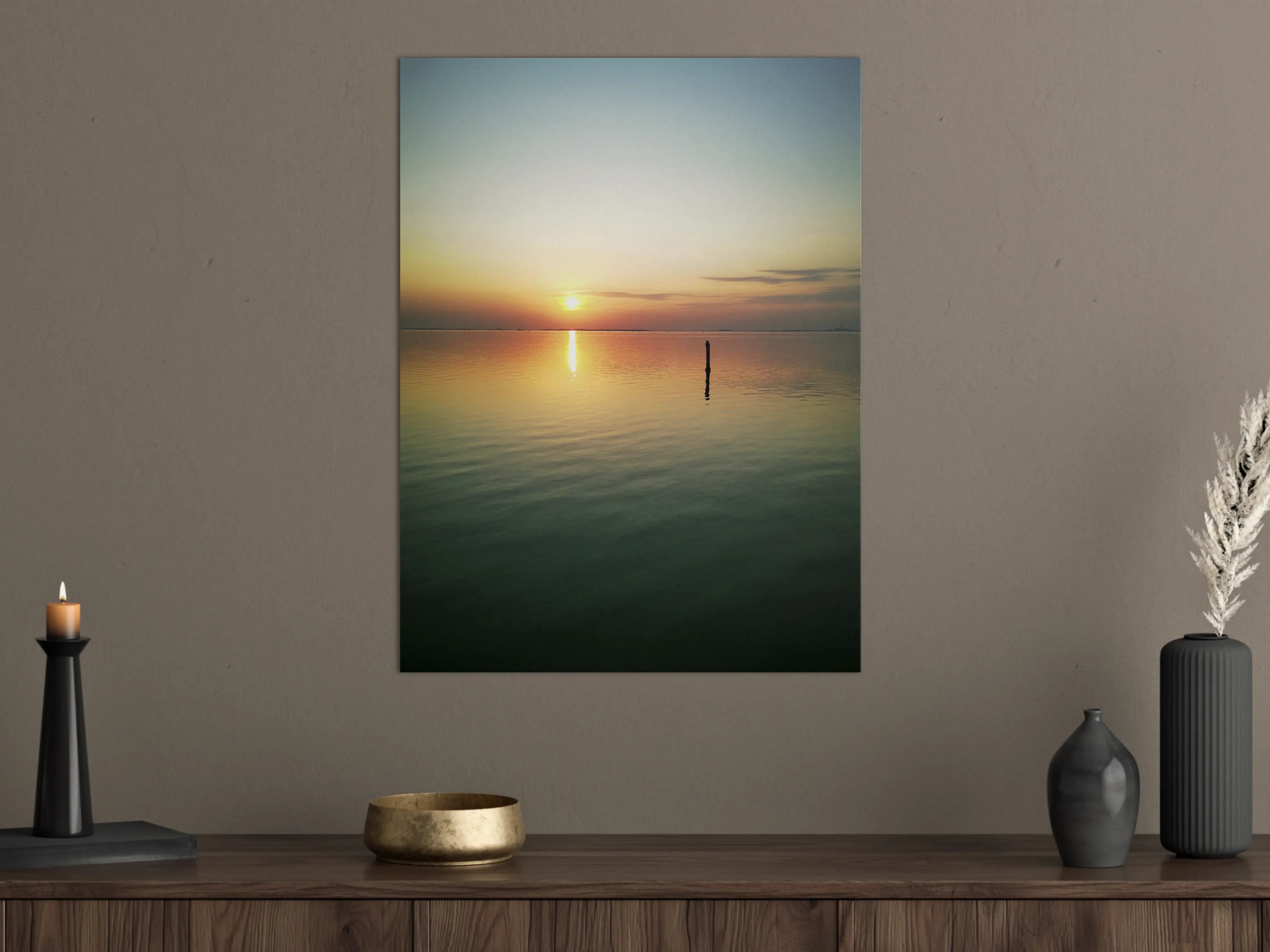 Große Wandbilder - Sonnenuntergang über dem ruhigen Wasser
