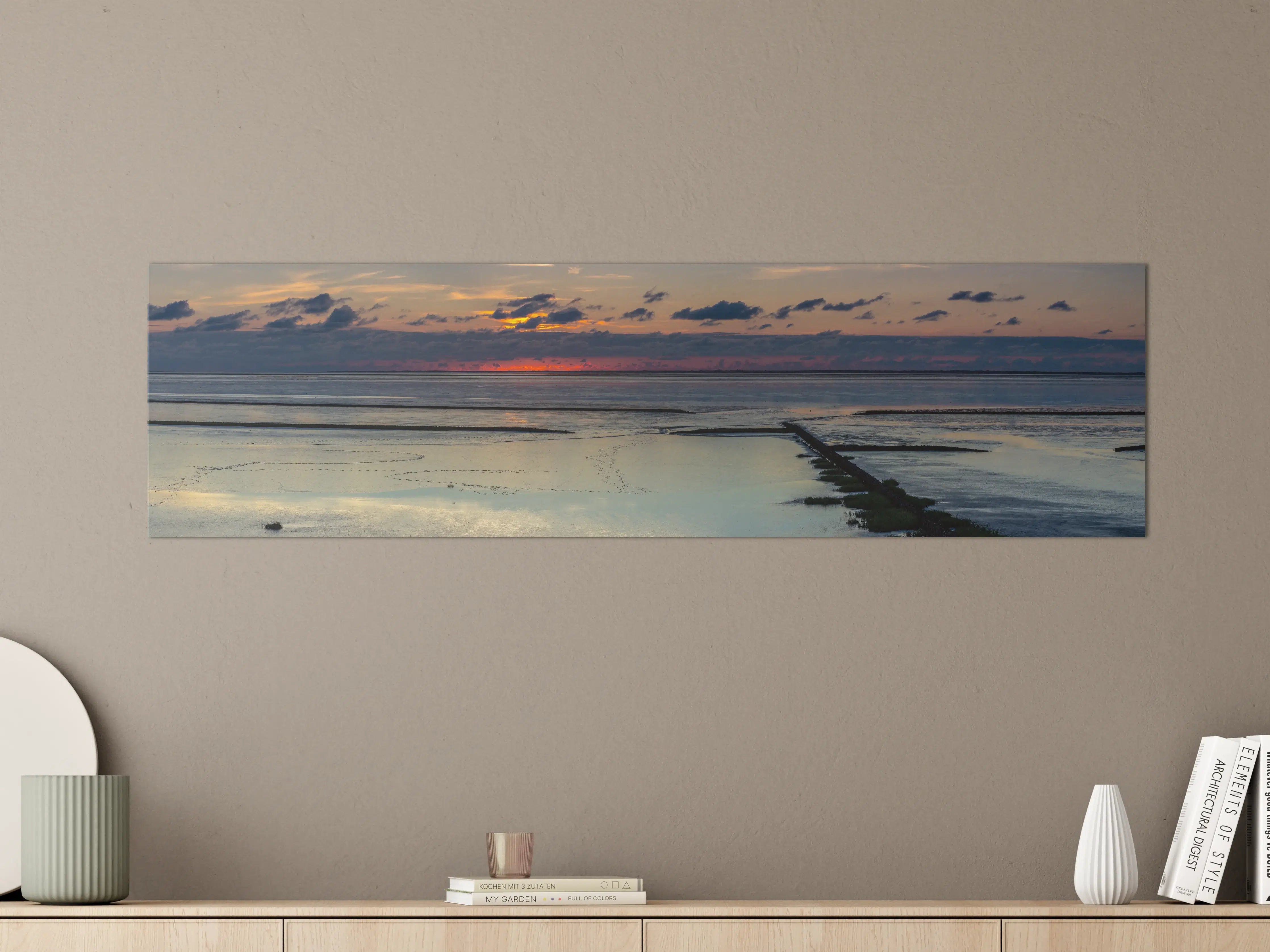 Große Wandbilder - Sonnenuntergang über ruhigem Wasser