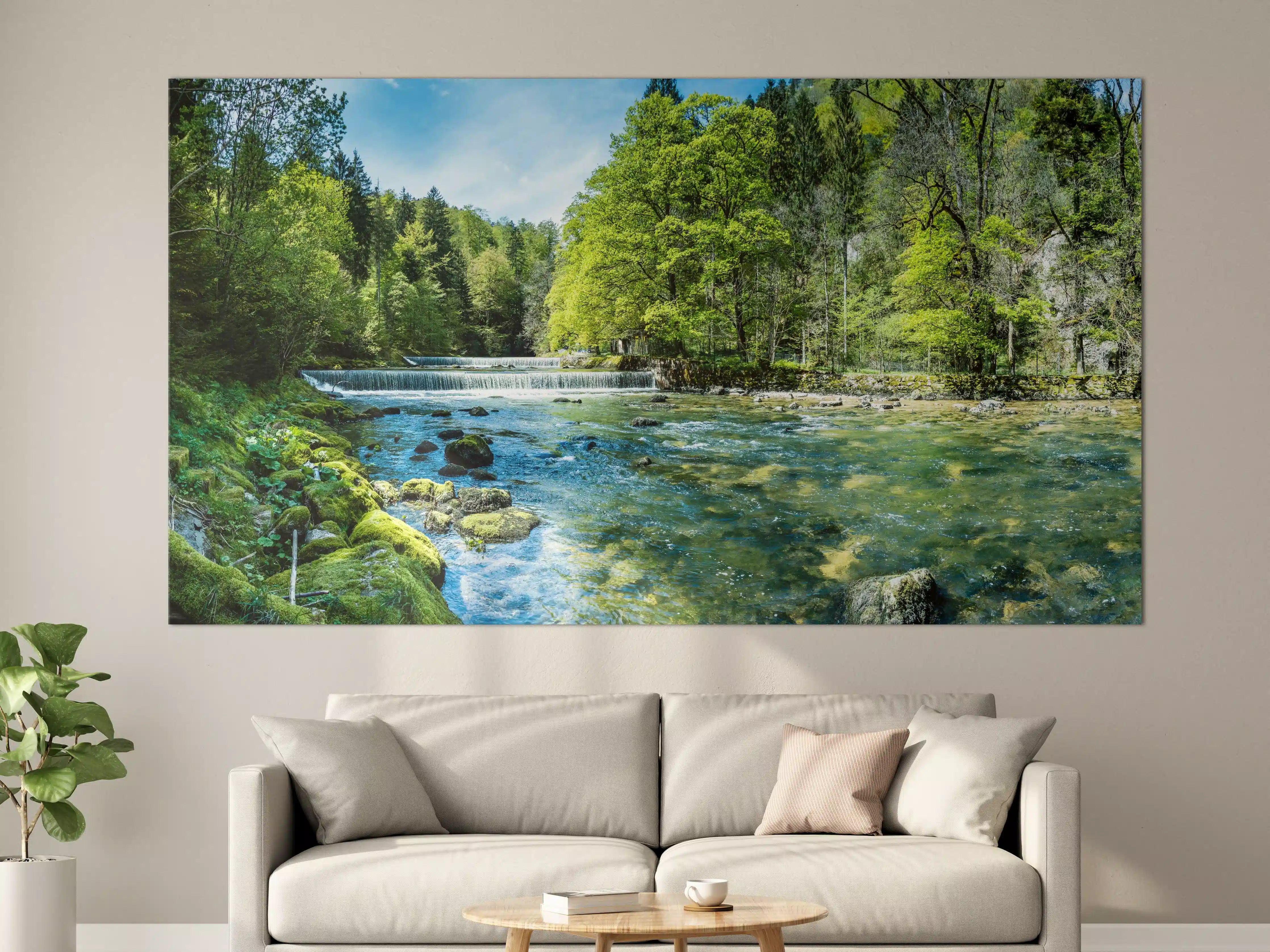 Große Wandbilder - Sonnige Flusslandschaft in der Schweiz