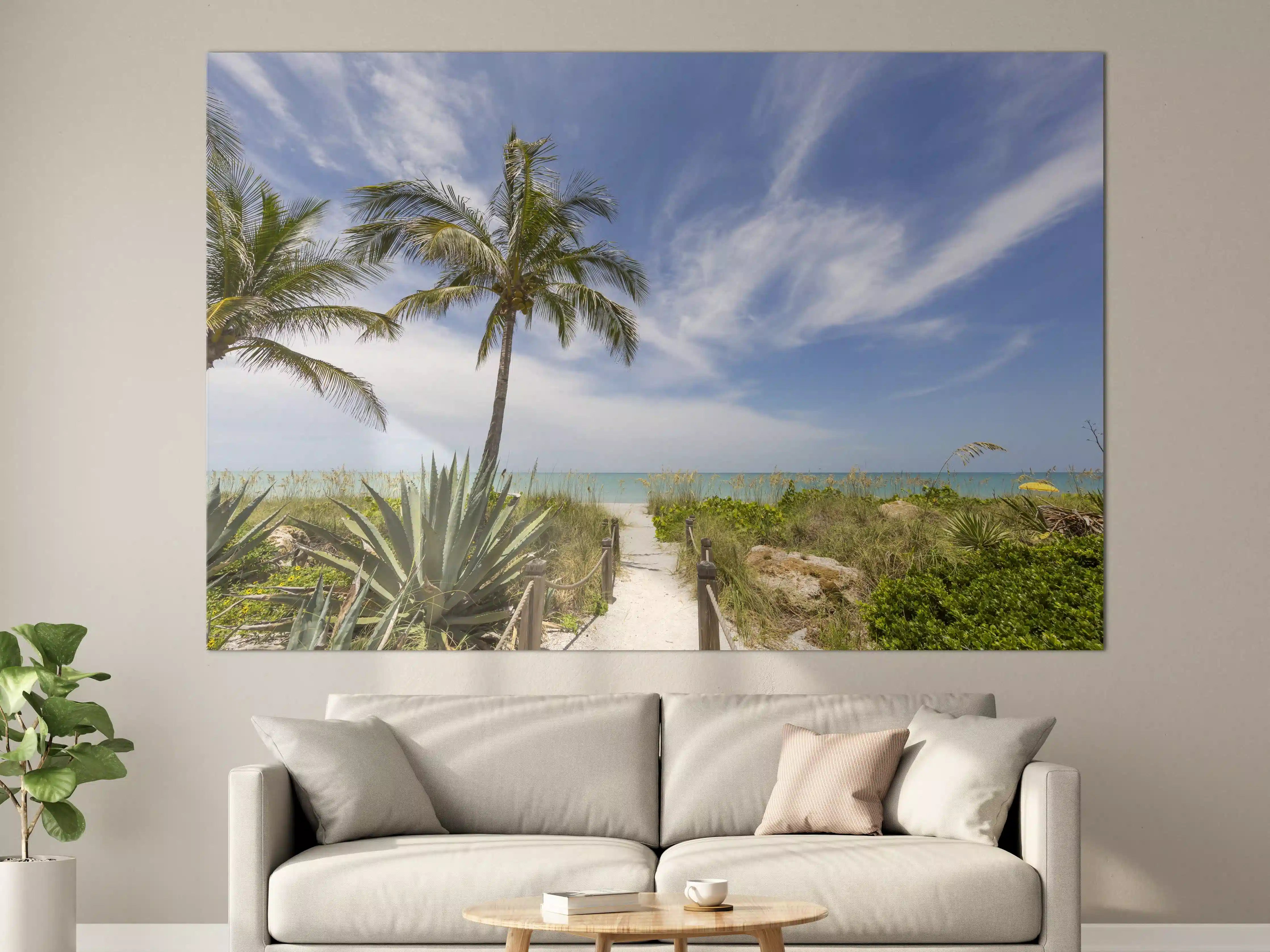 Große Wandbilder - Sonniger Strand mit Palmen