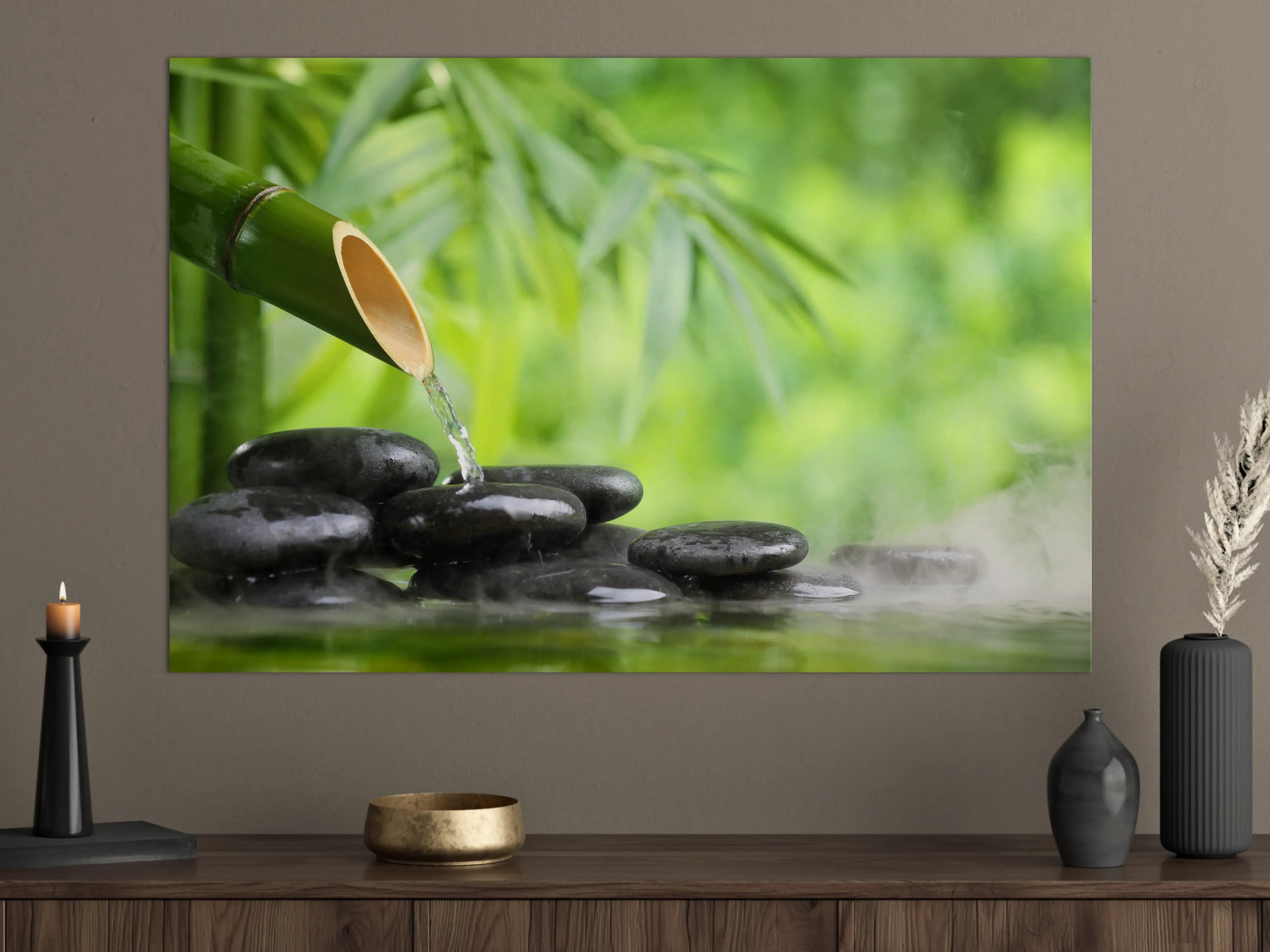 Große Wandbilder - Spa-Stillleben mit Bambusbrunnen