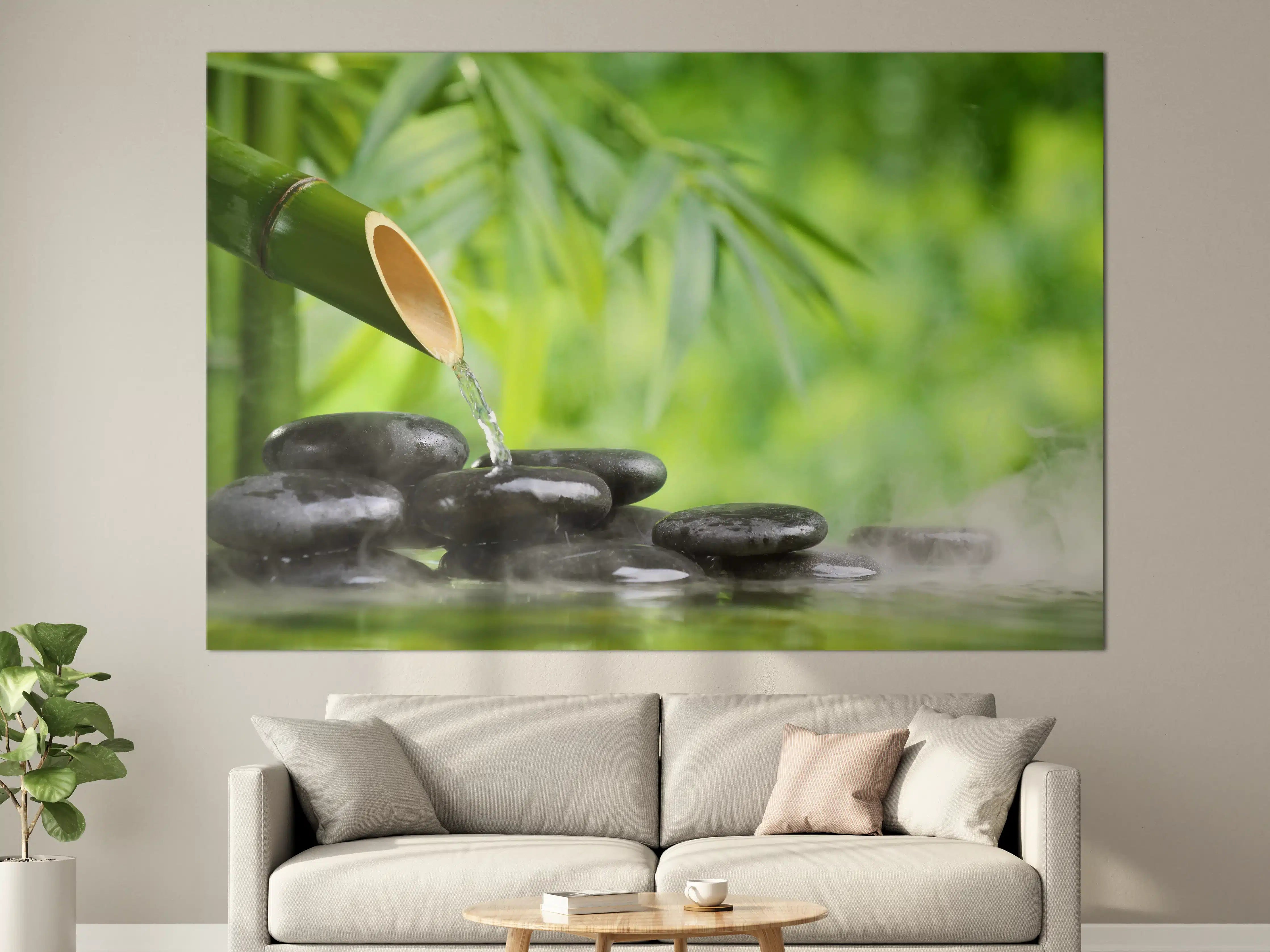 Große Wandbilder - Spa-Stillleben mit Bambusbrunnen