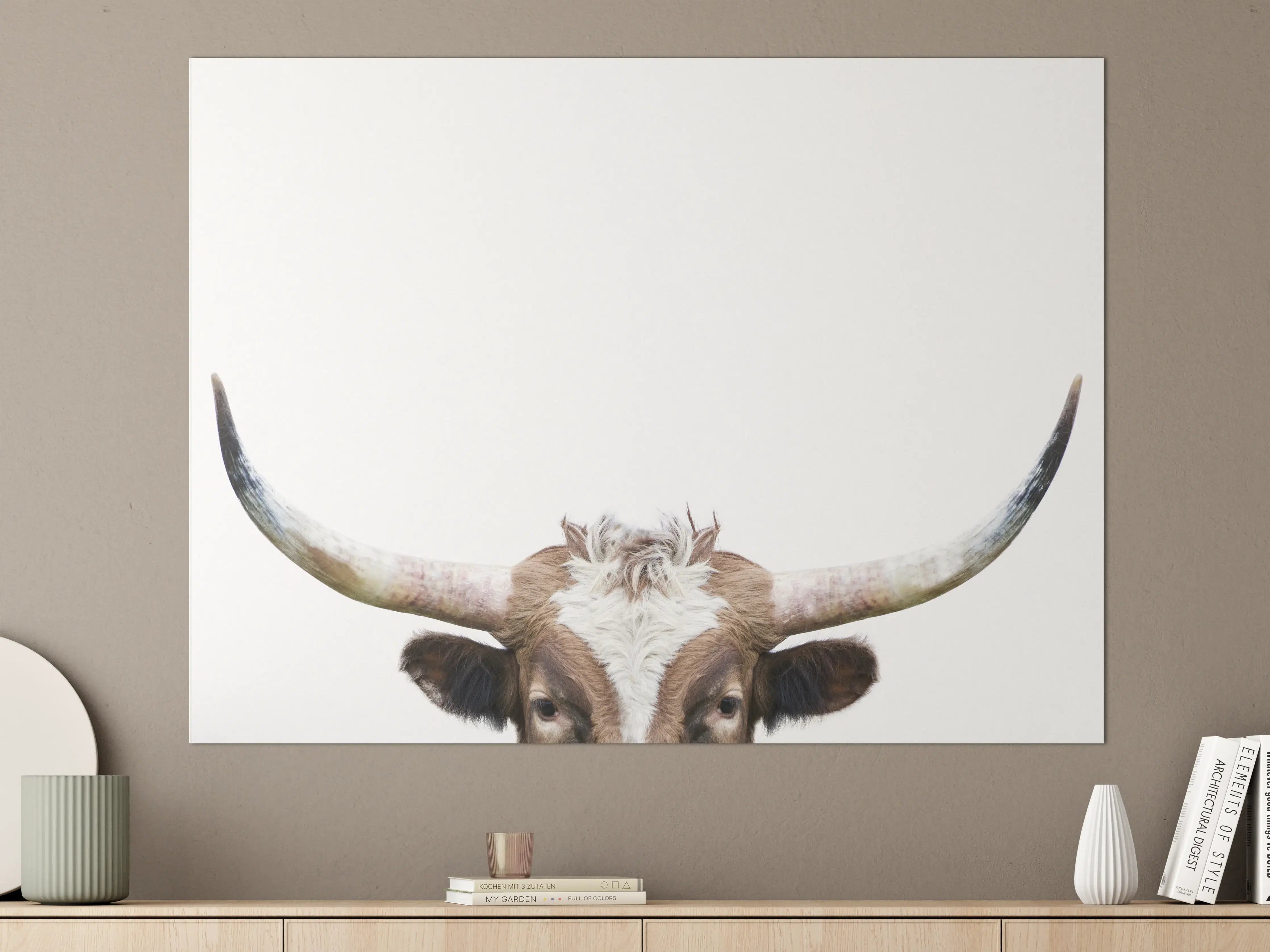 Große Wandbilder - Spähende Longhorn-Kuh