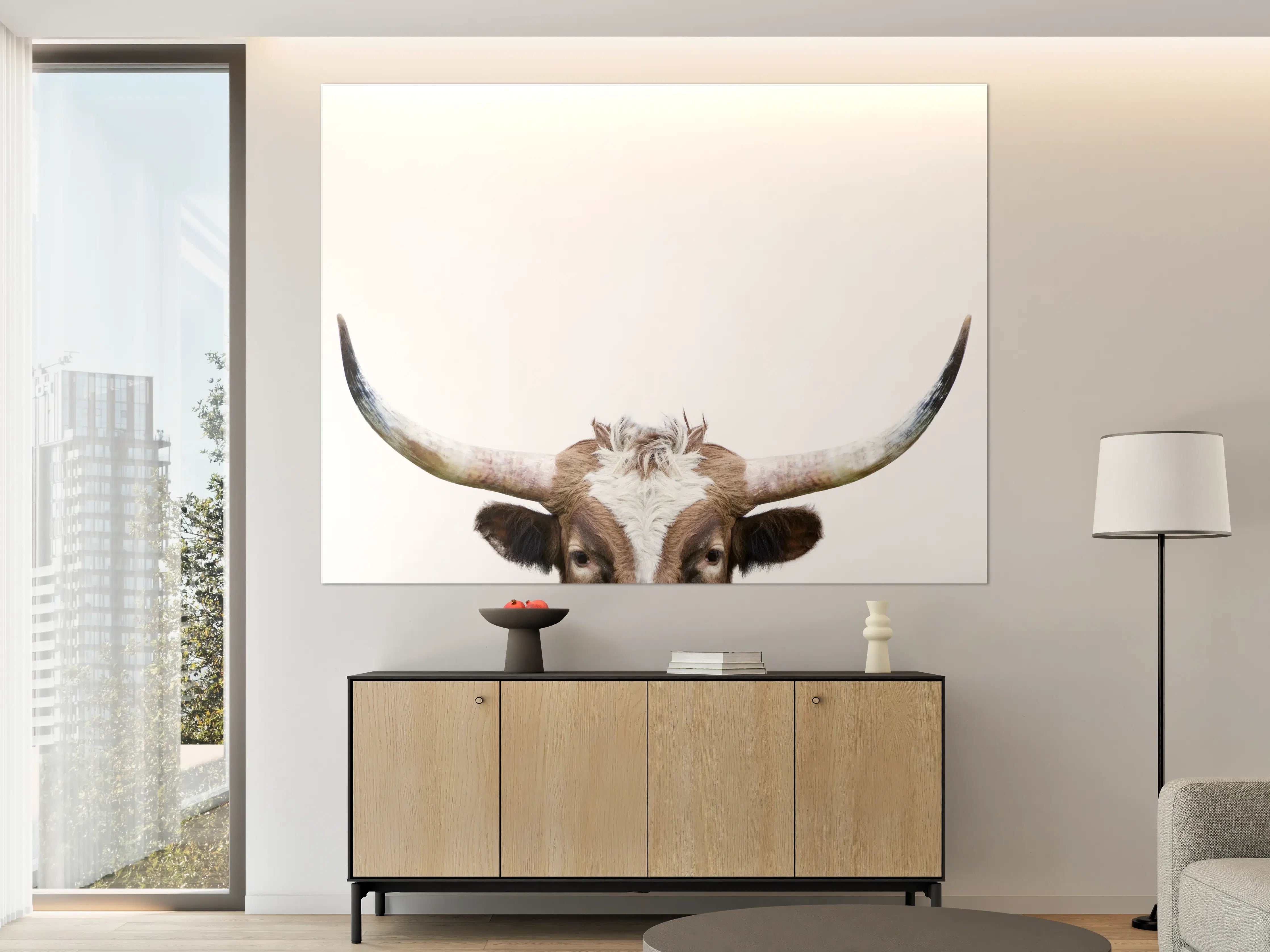 Große Wandbilder - Spähende Longhorn-Kuh