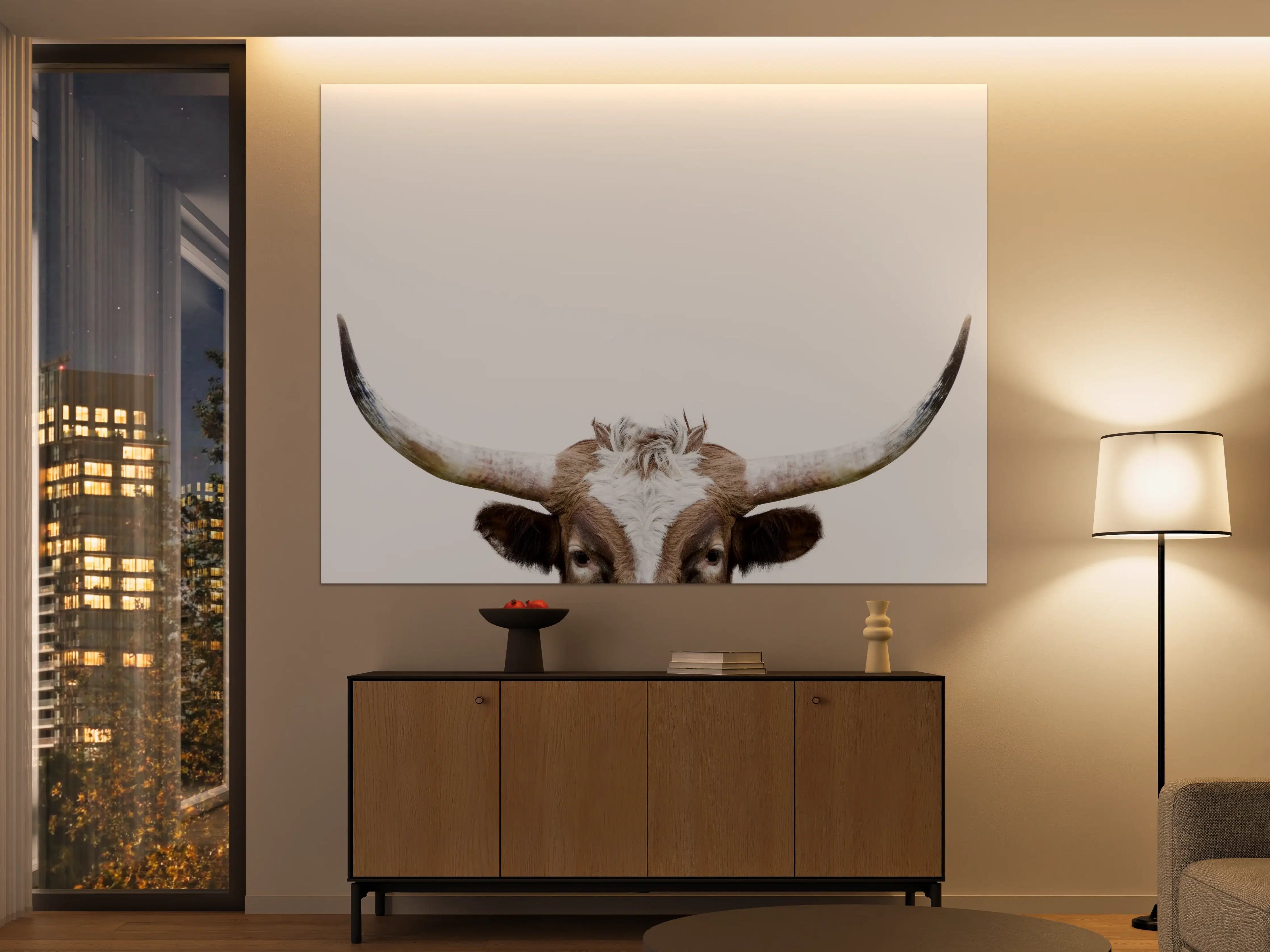 Große Wandbilder - Spähende Longhorn-Kuh