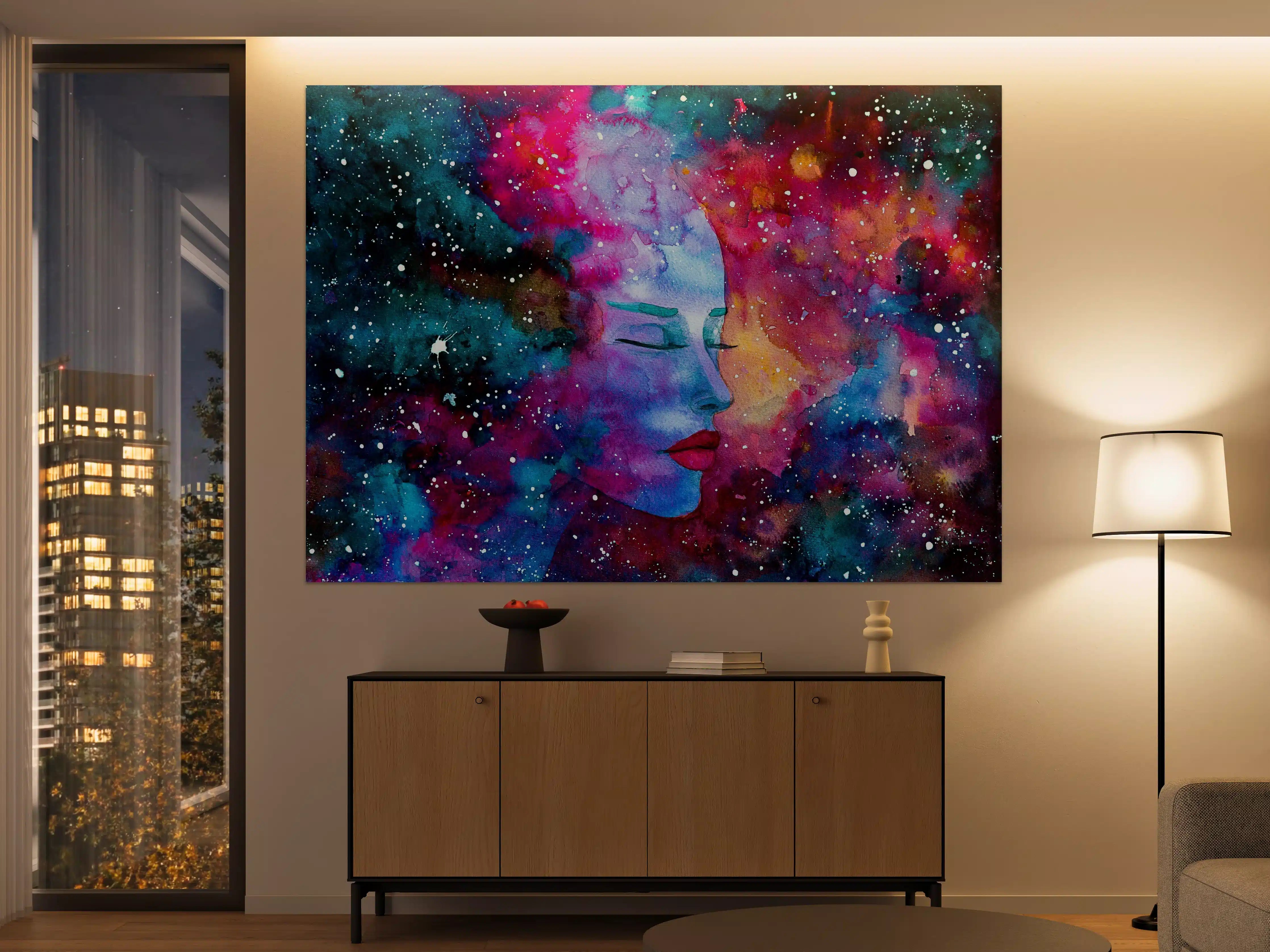 Große Wandbilder - Spirituelle Frau Weltraumnebel
