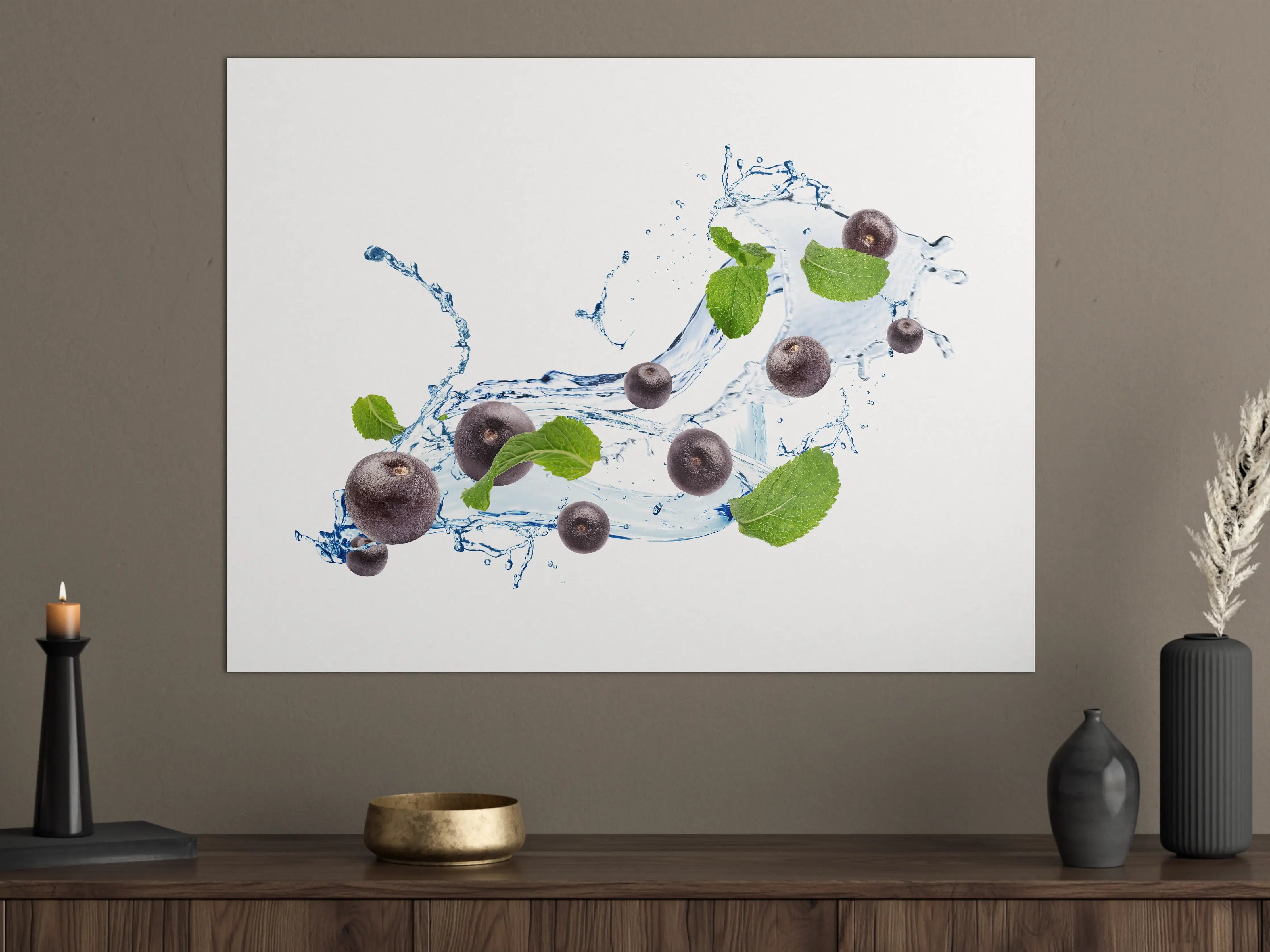 Große Wandbilder - Spritzige Blaubeeren