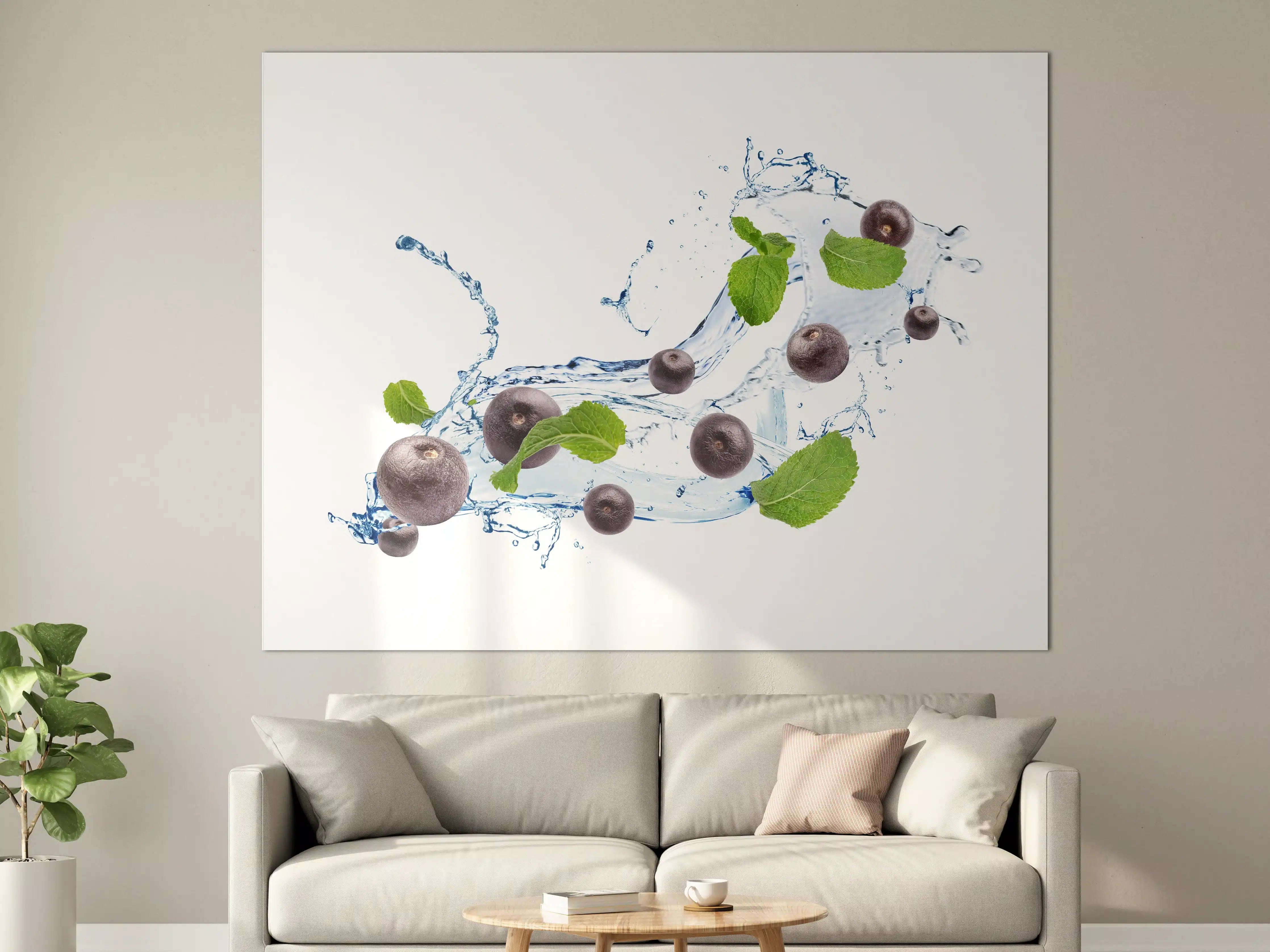 Große Wandbilder - Spritzige Blaubeeren