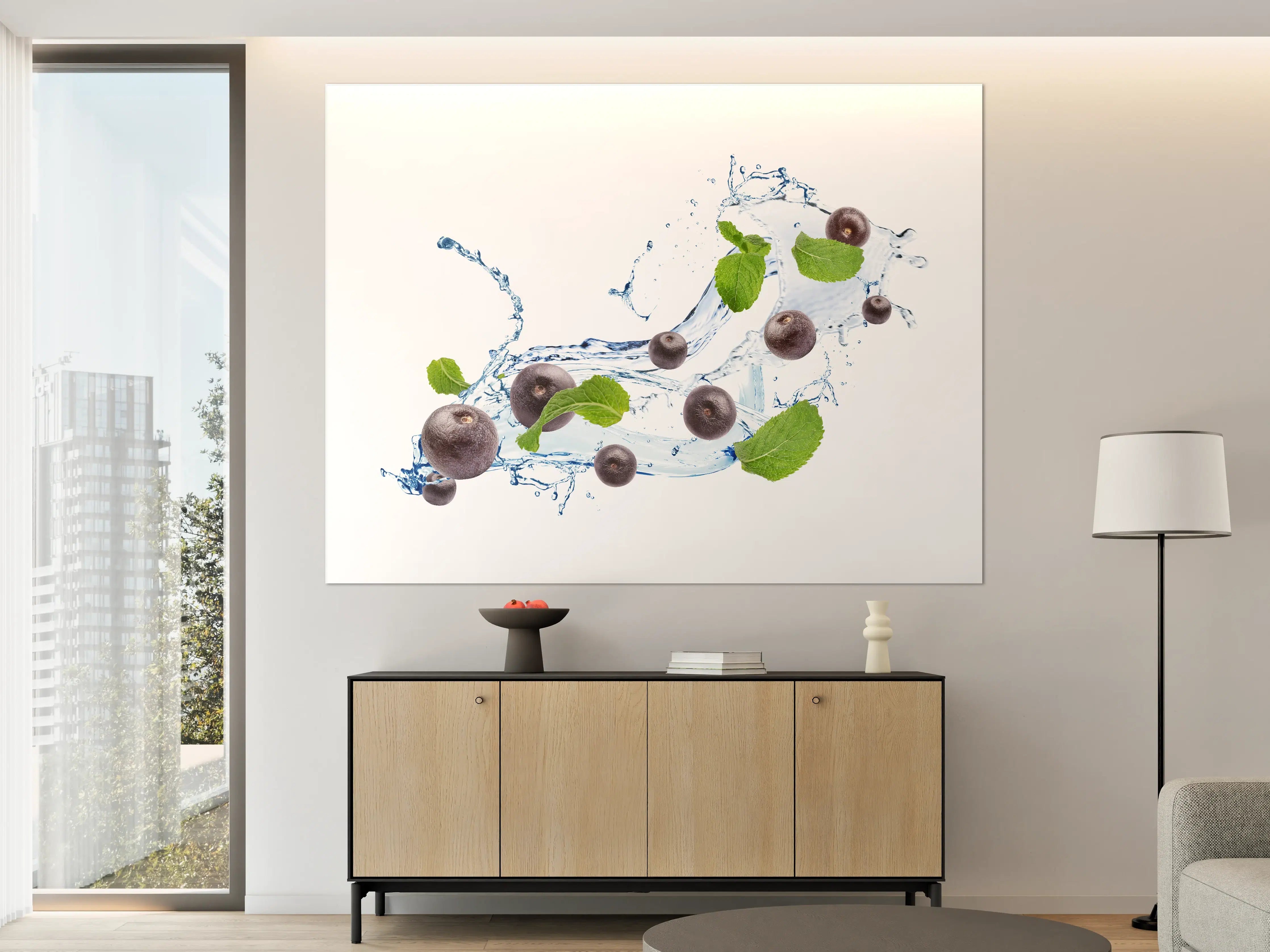 Große Wandbilder - Spritzige Blaubeeren