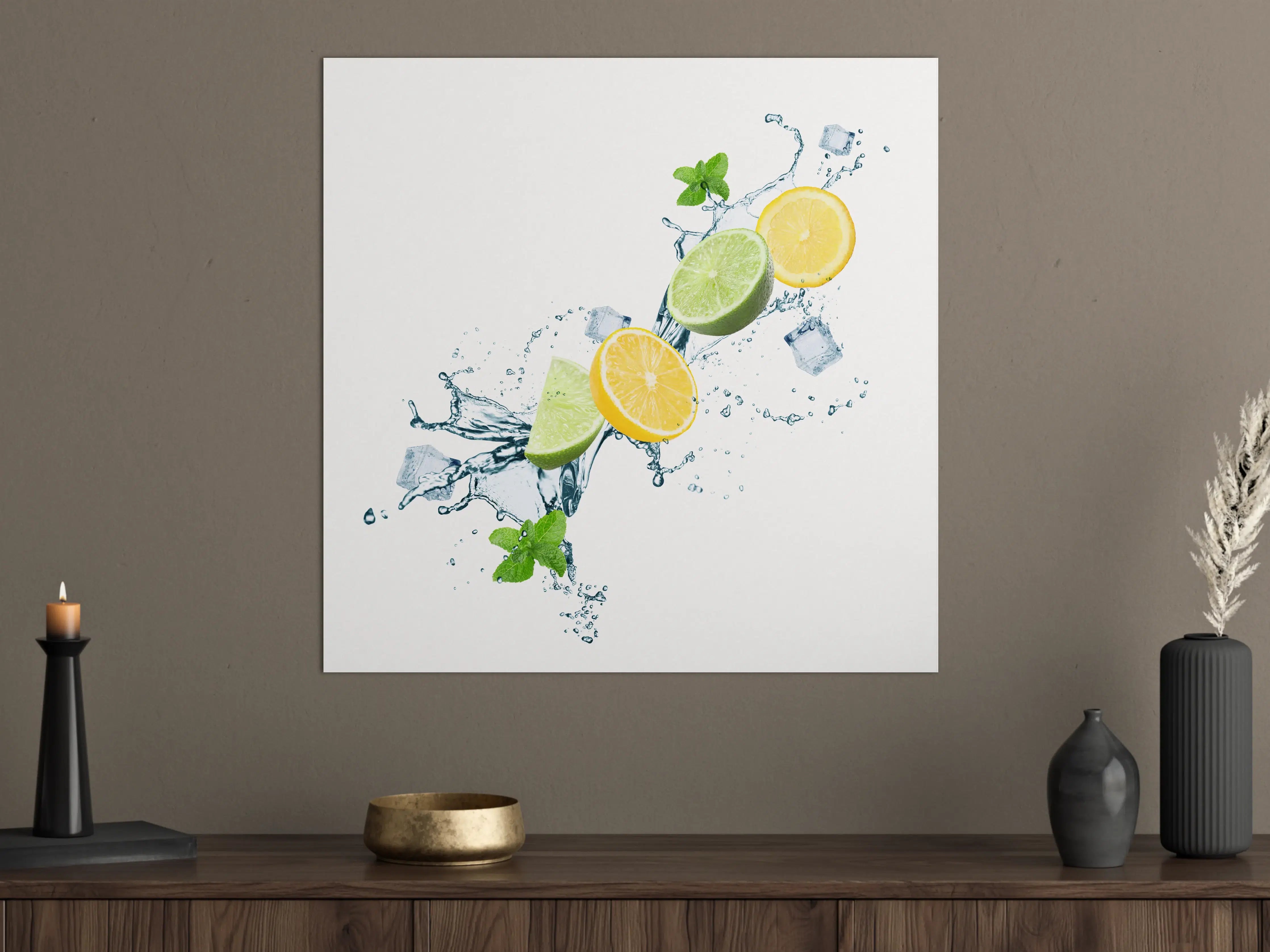 Große Wandbilder - Spritzige Zitrusfrüchte mit Eis
