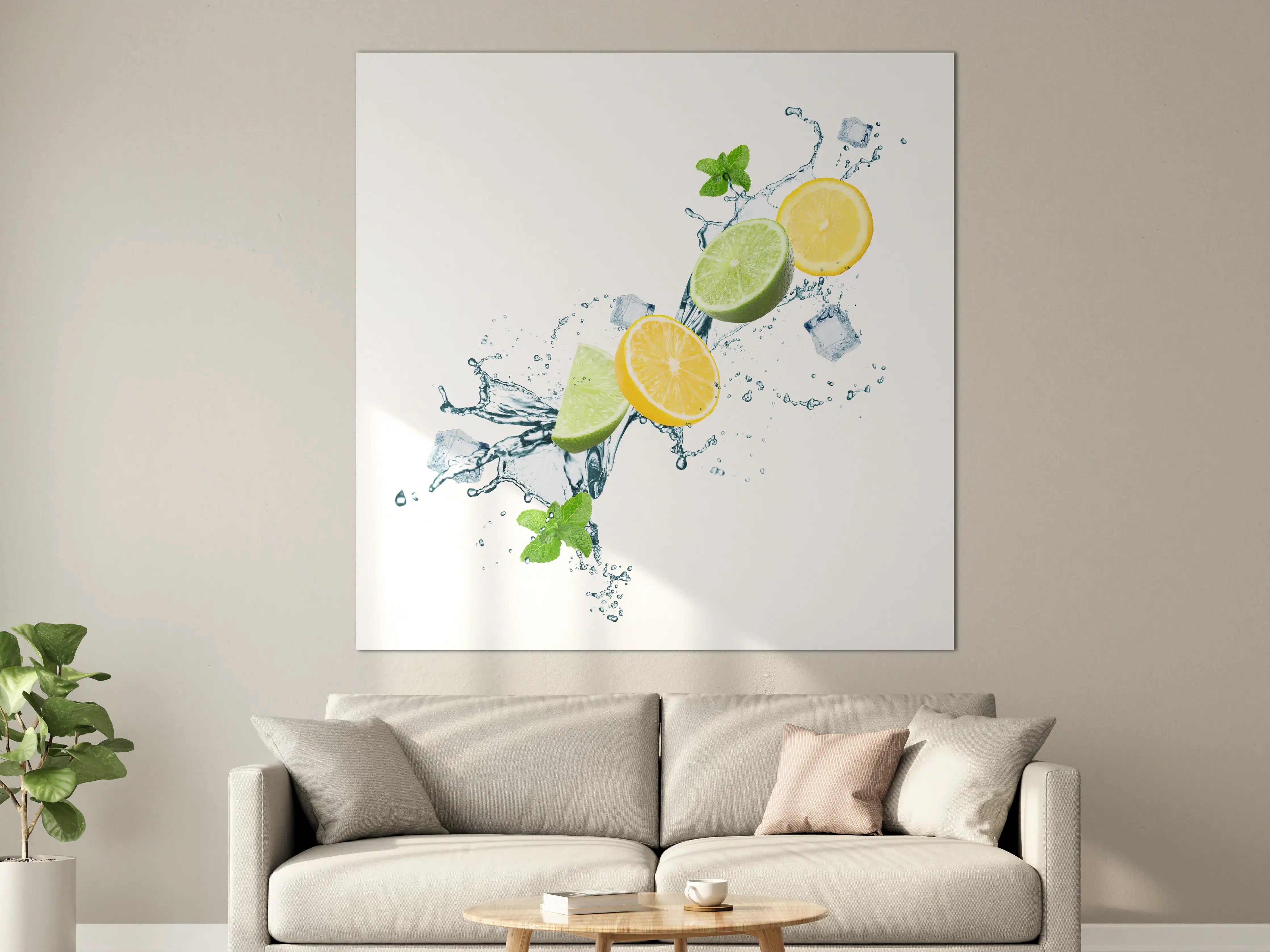Große Wandbilder - Spritzige Zitrusfrüchte mit Eis
