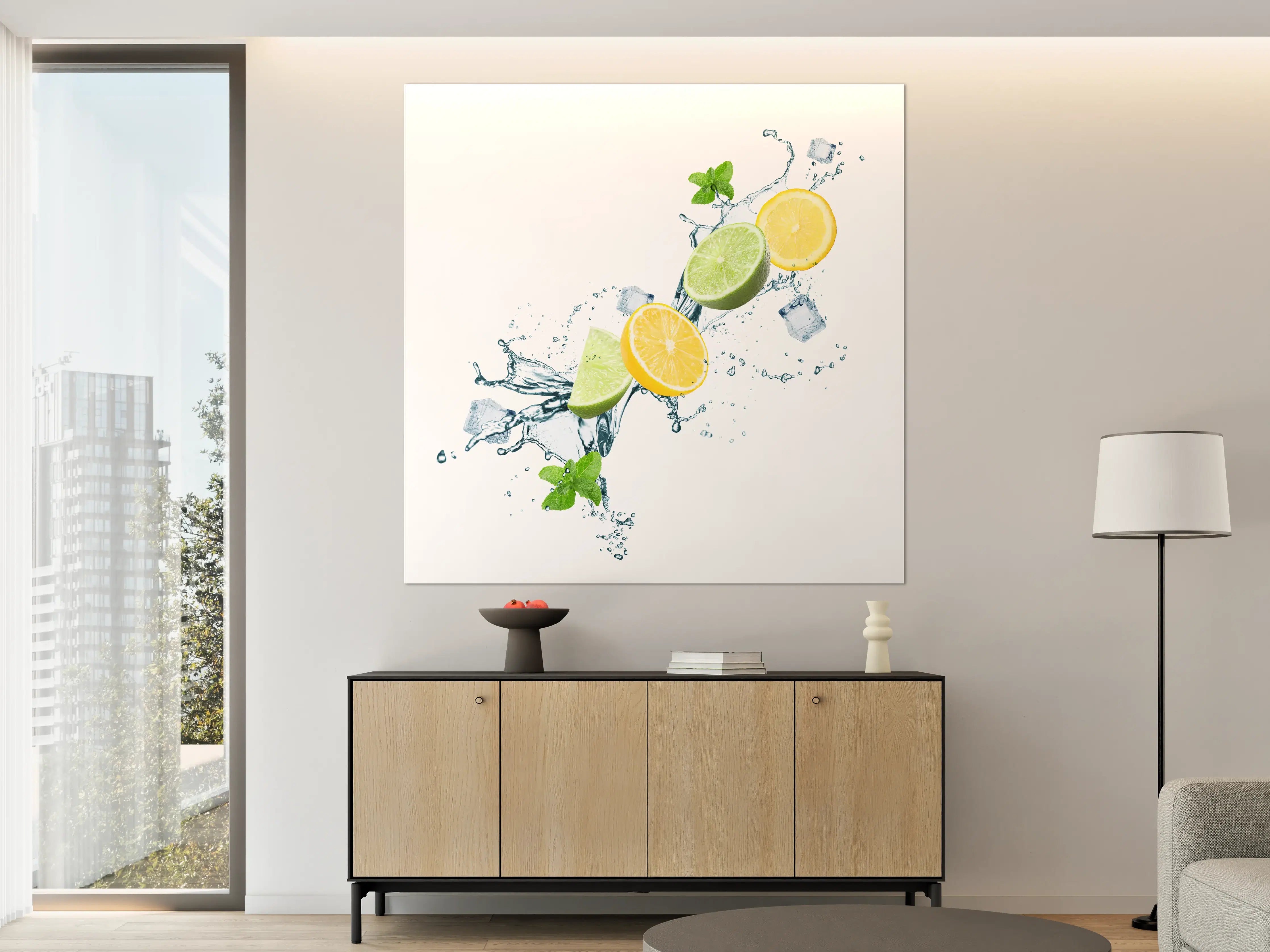 Große Wandbilder - Spritzige Zitrusfrüchte mit Eis