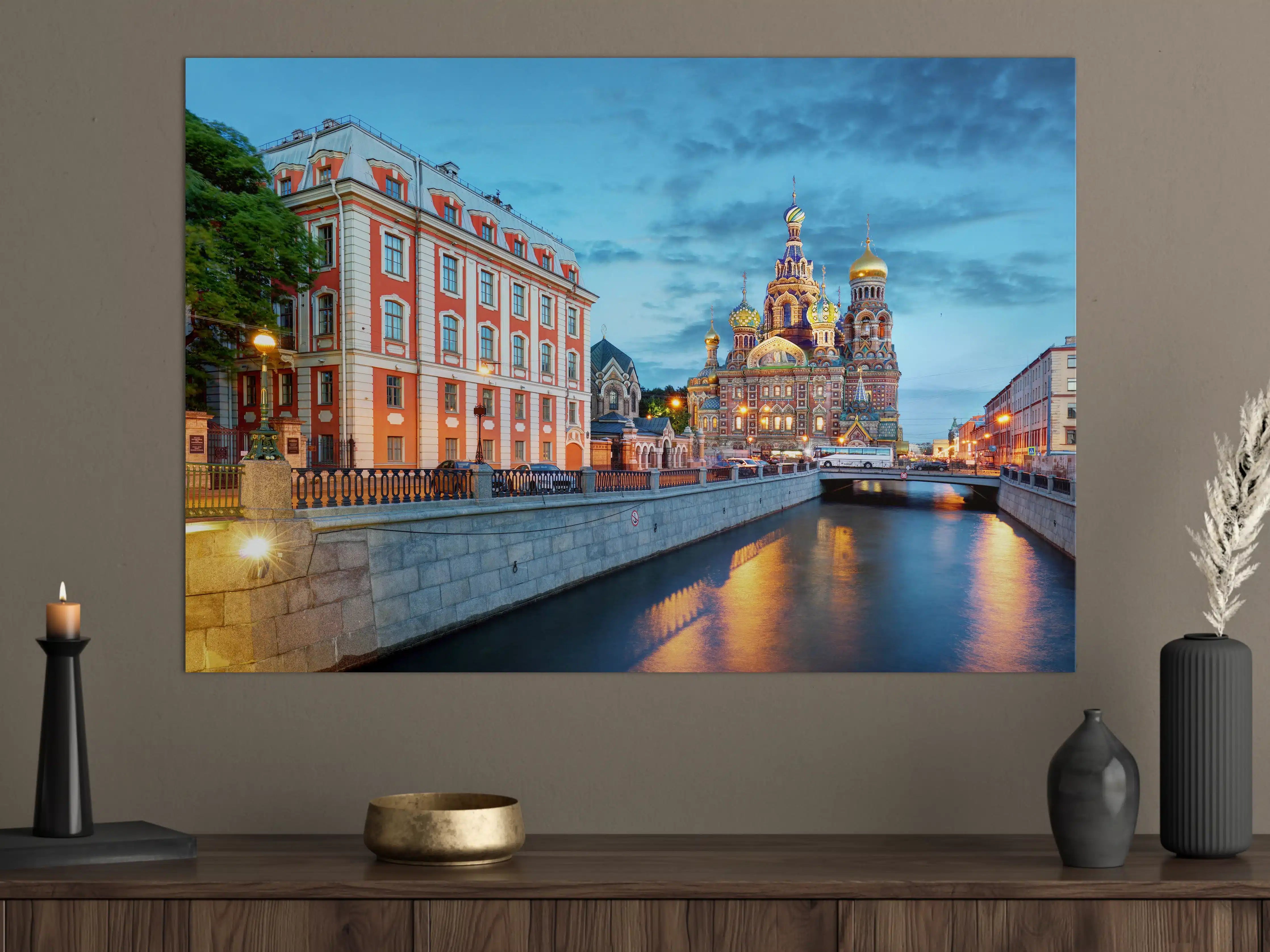 Große Wandbilder - St. Petersburg Blutskirche bei Nacht