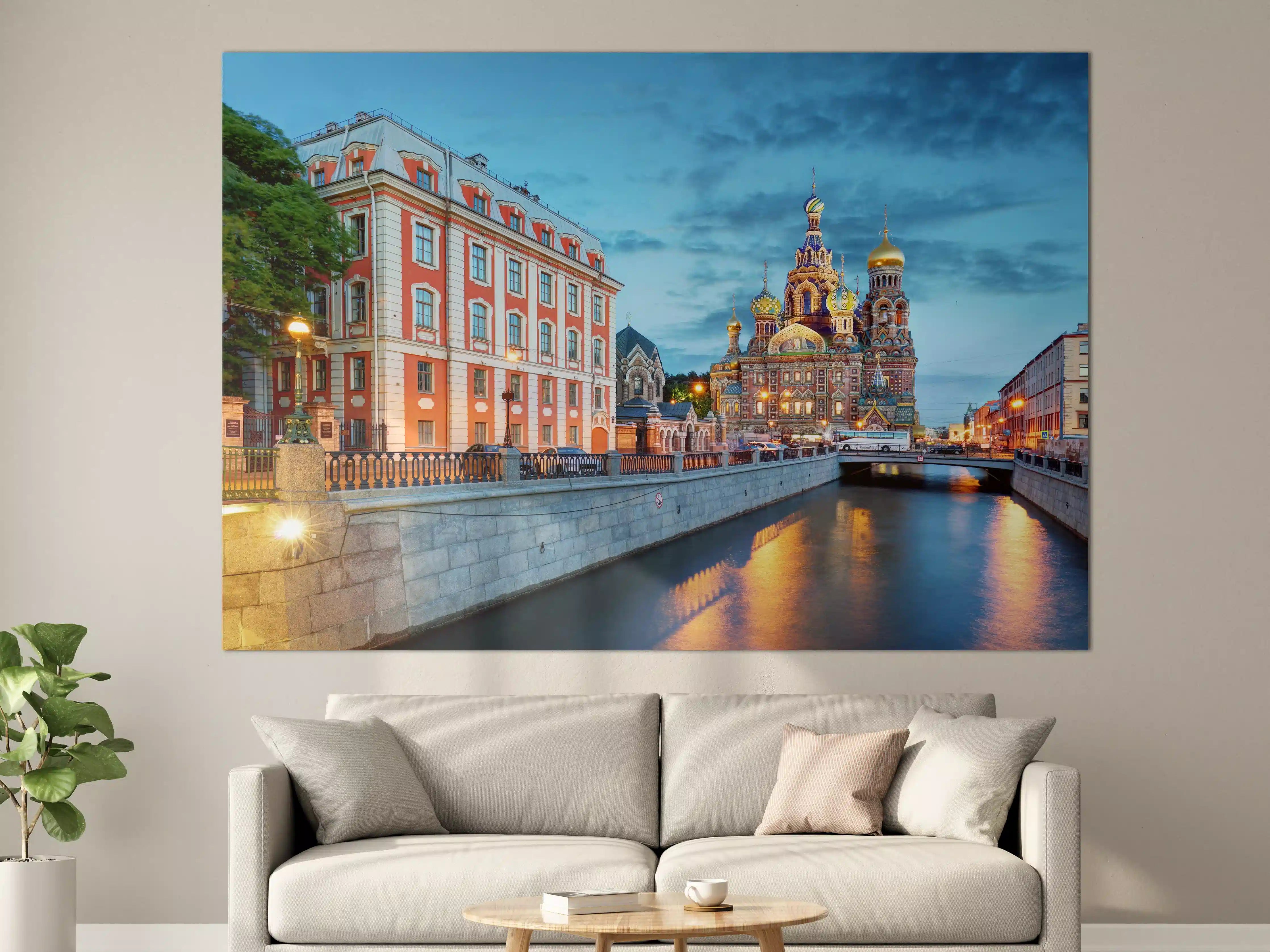 Große Wandbilder - St. Petersburg Blutskirche bei Nacht