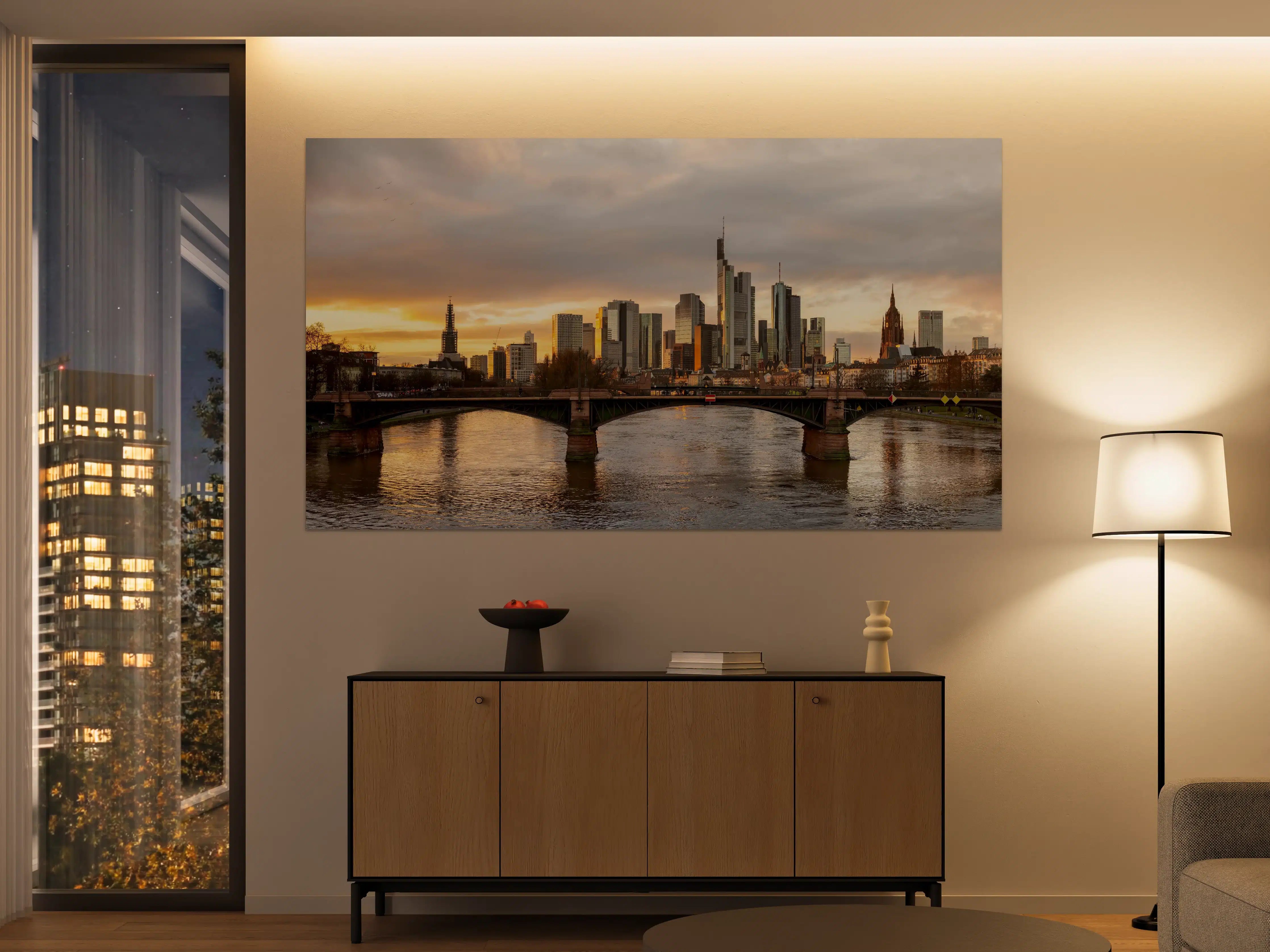 Große Wandbilder - Stadt-Skyline im Abendlicht