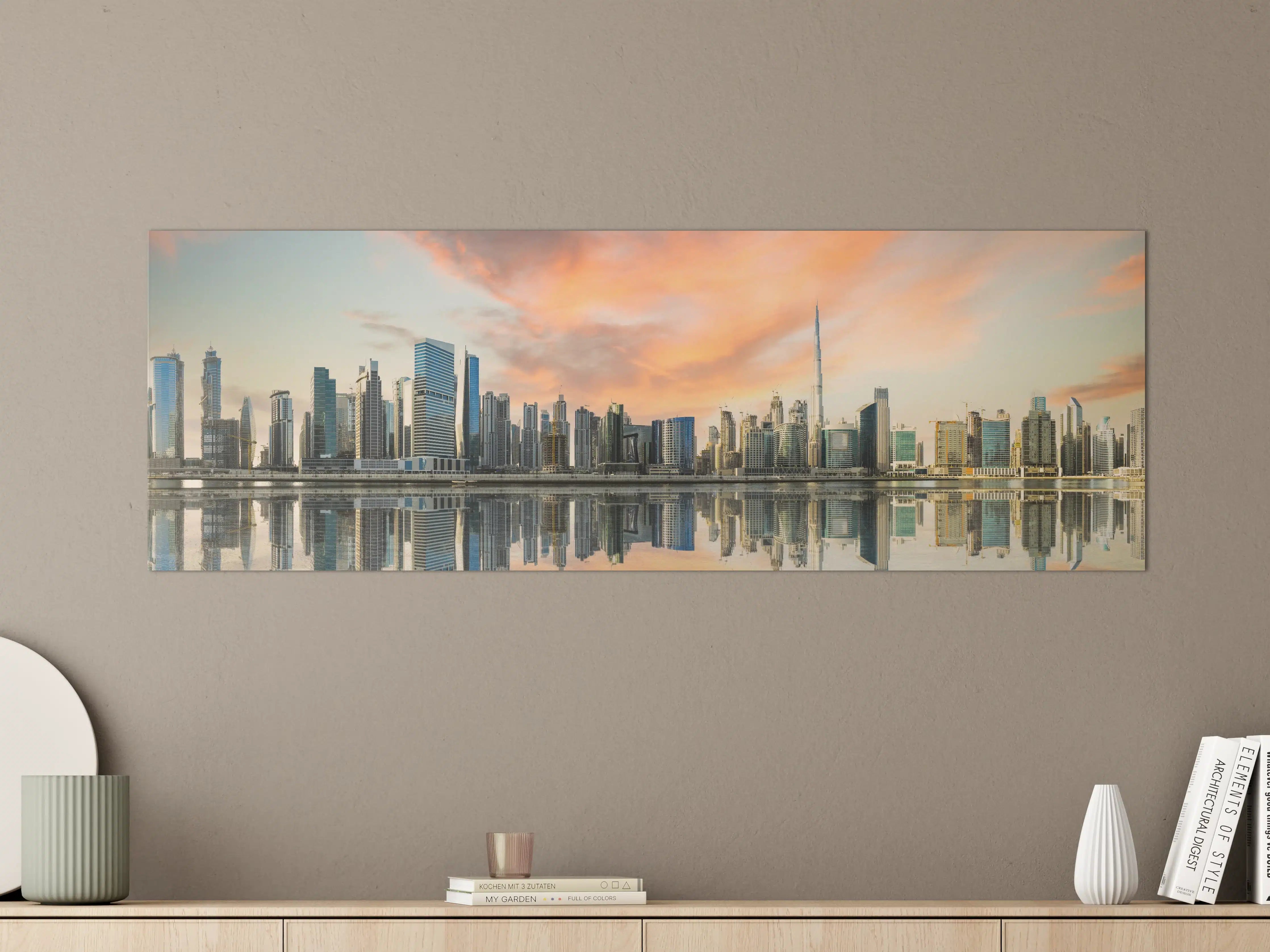 Große Wandbilder - Stadt-Skyline im Abendrot