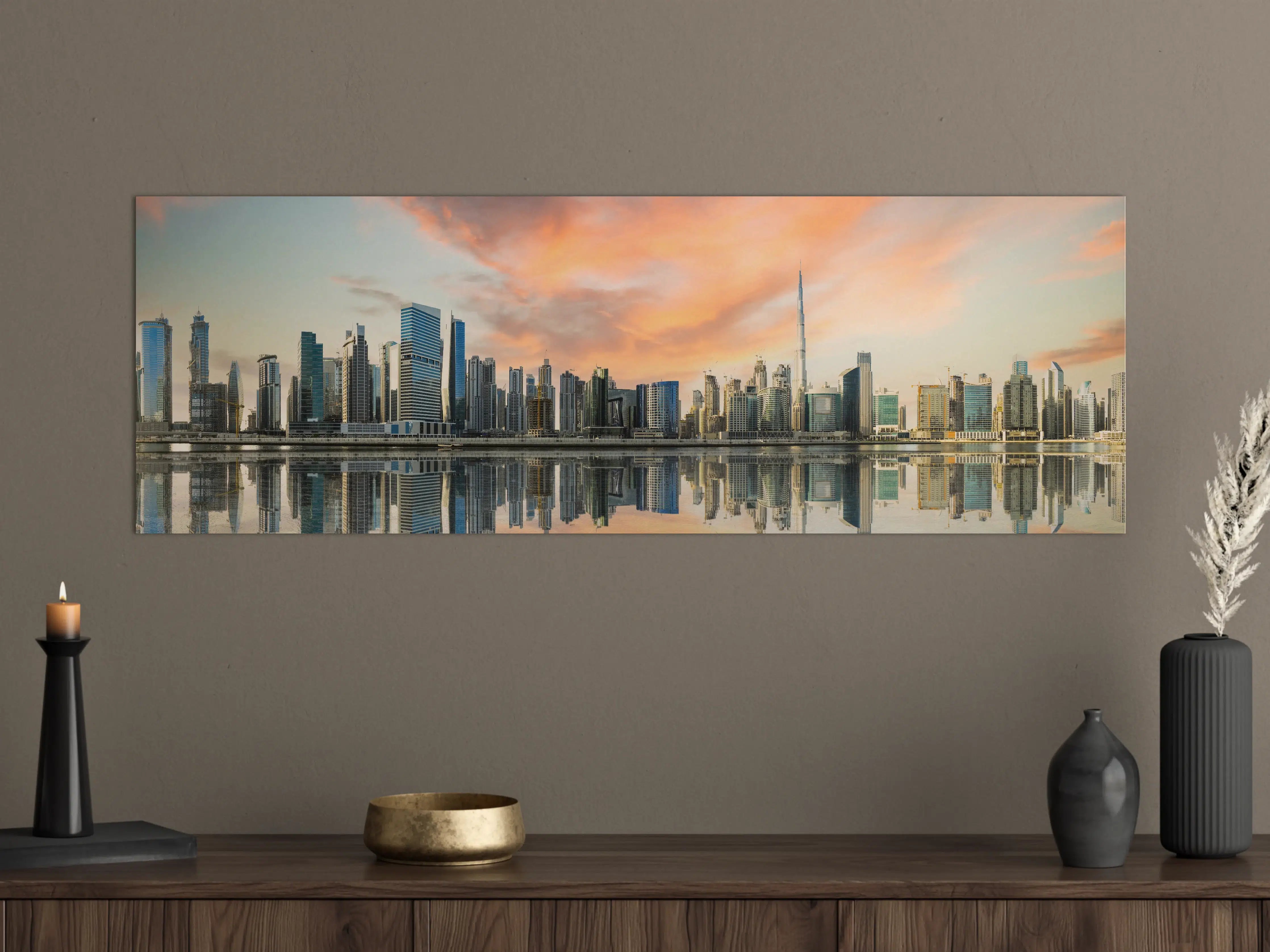 Große Wandbilder - Stadt-Skyline im Abendrot