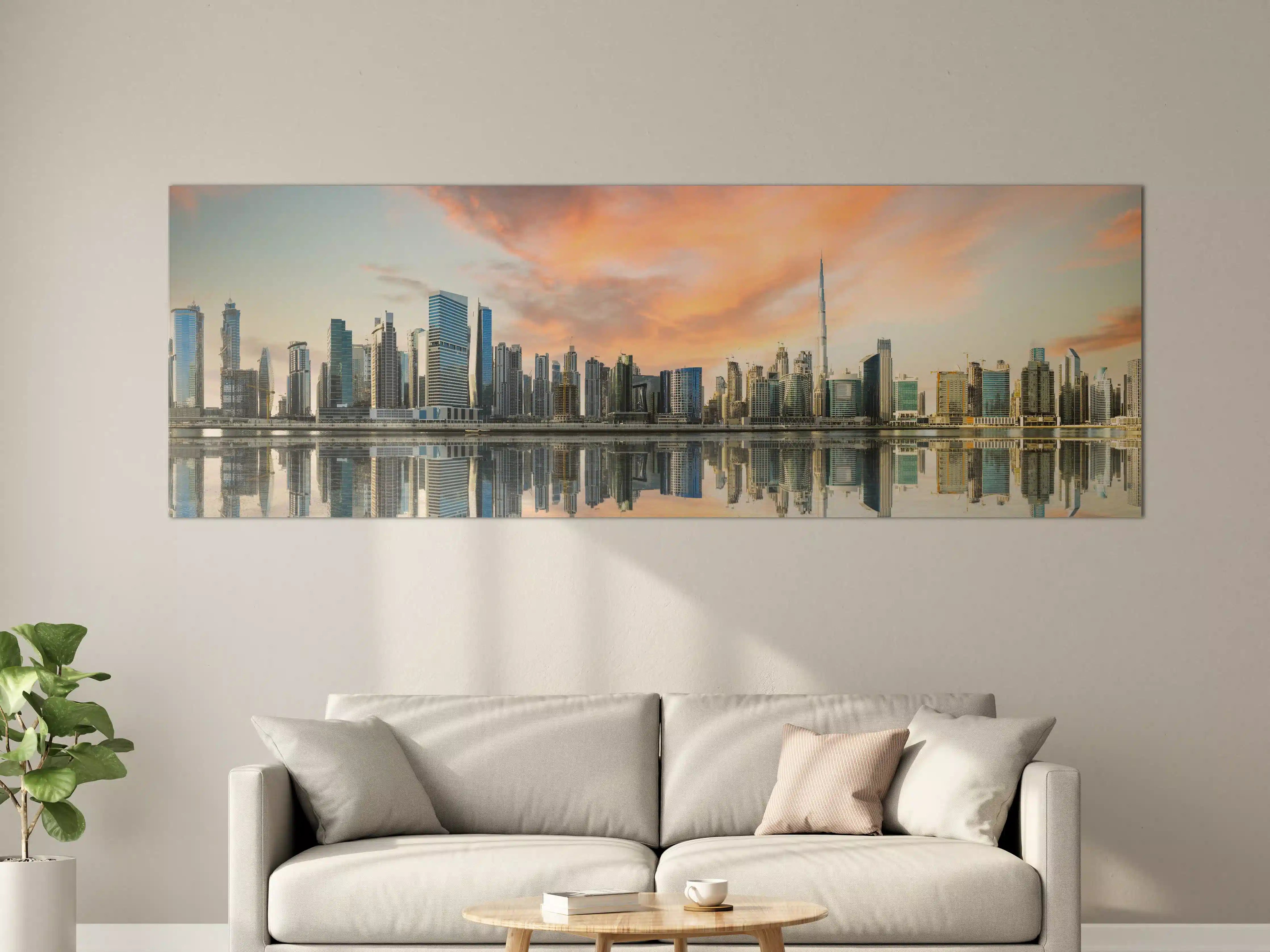 Große Wandbilder - Stadt-Skyline im Abendrot