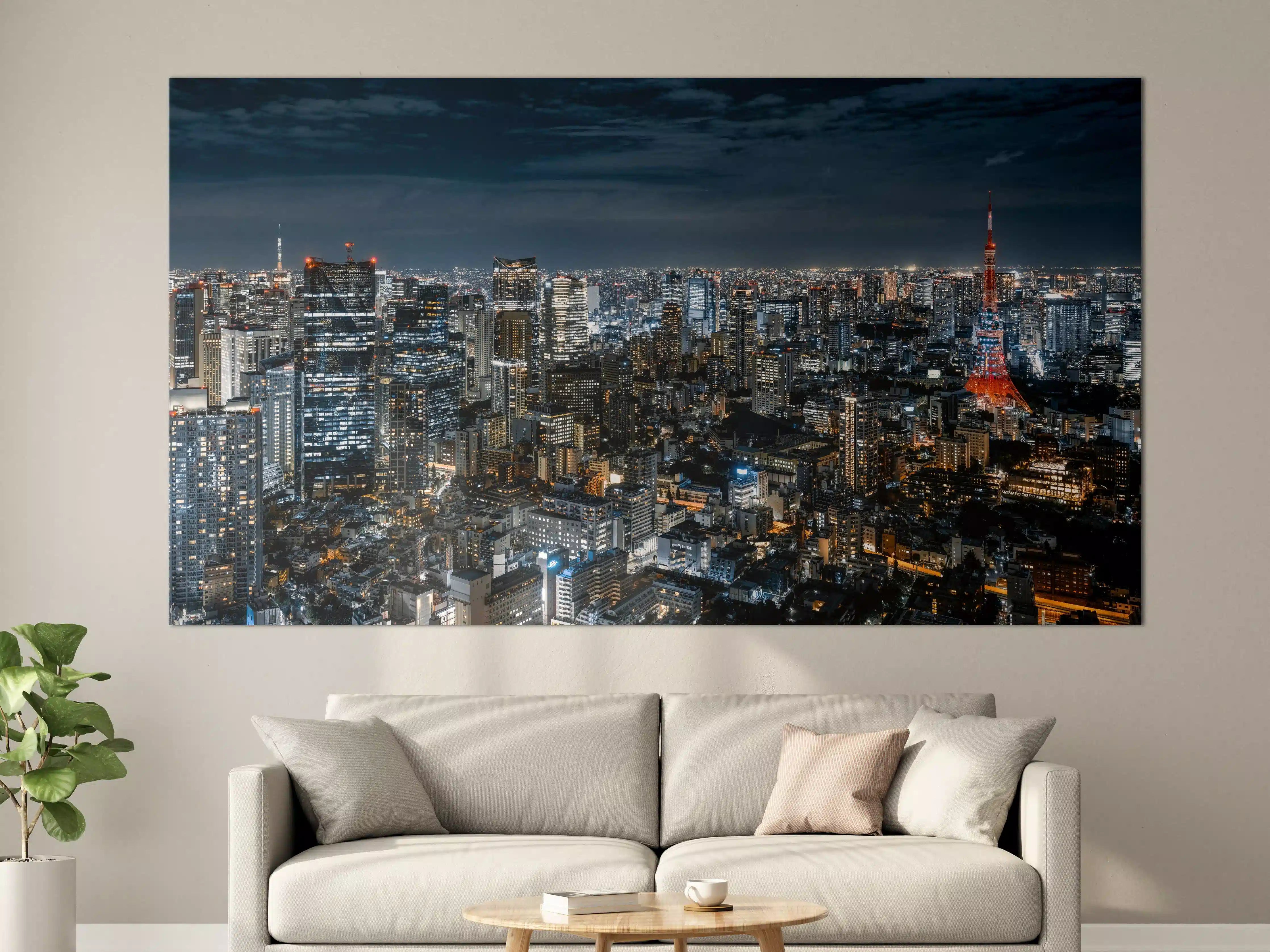 Große Wandbilder - Stadt bei Nacht mit Skyline und Tokyo Tower