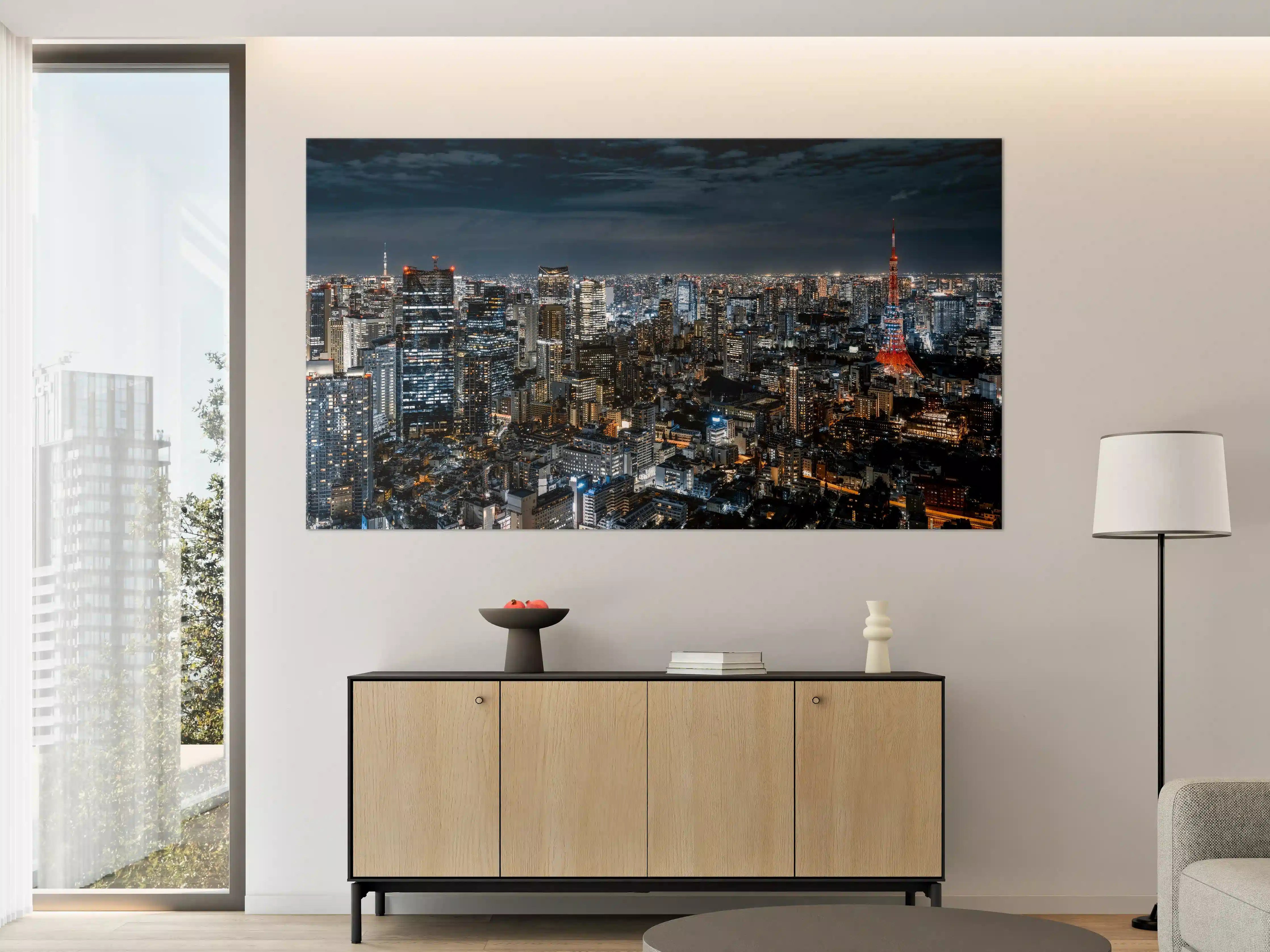Große Wandbilder - Stadt bei Nacht mit Skyline und Tokyo Tower