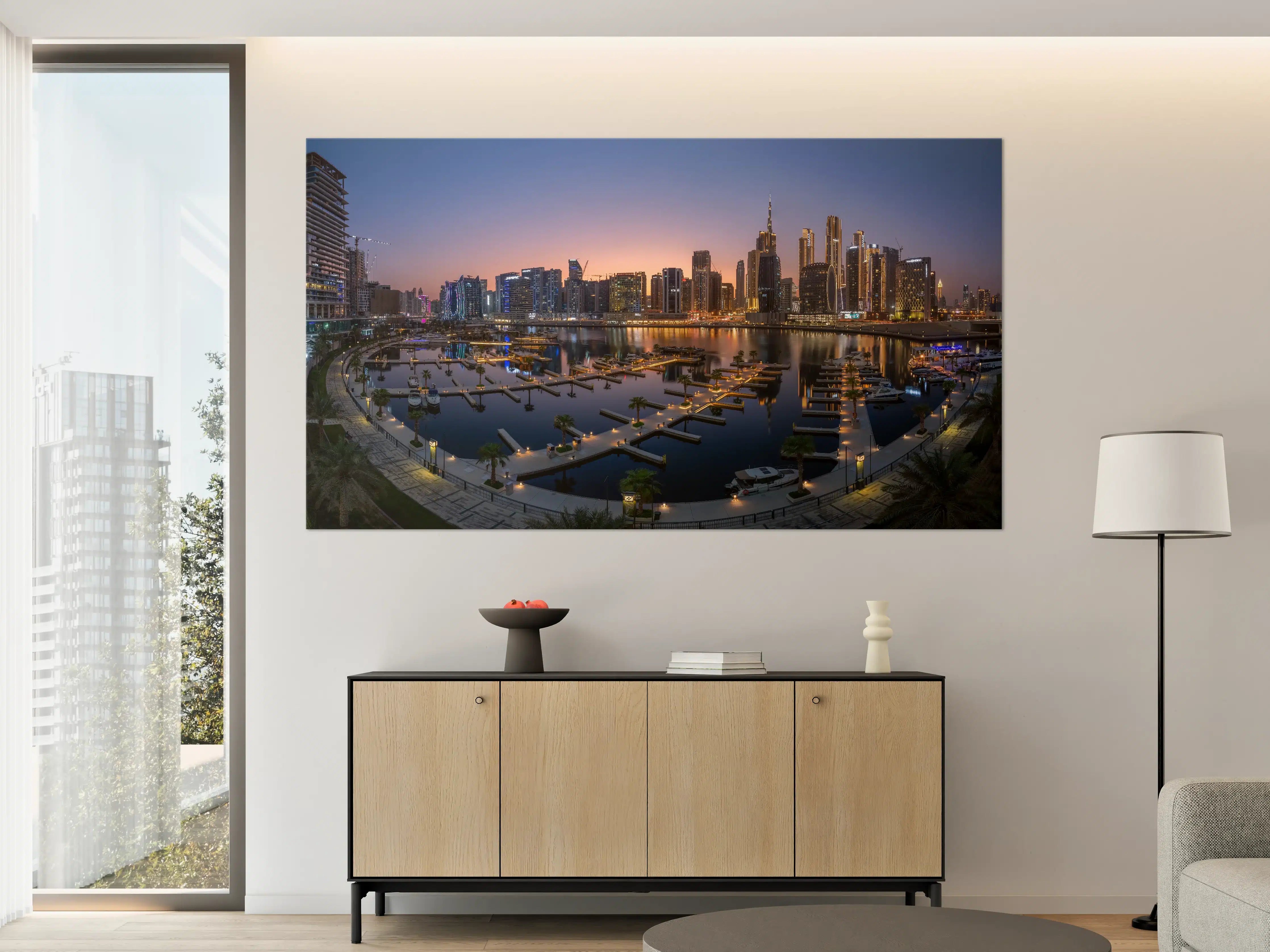 Große Wandbilder - Städtischer Hafen bei Sonnenuntergang