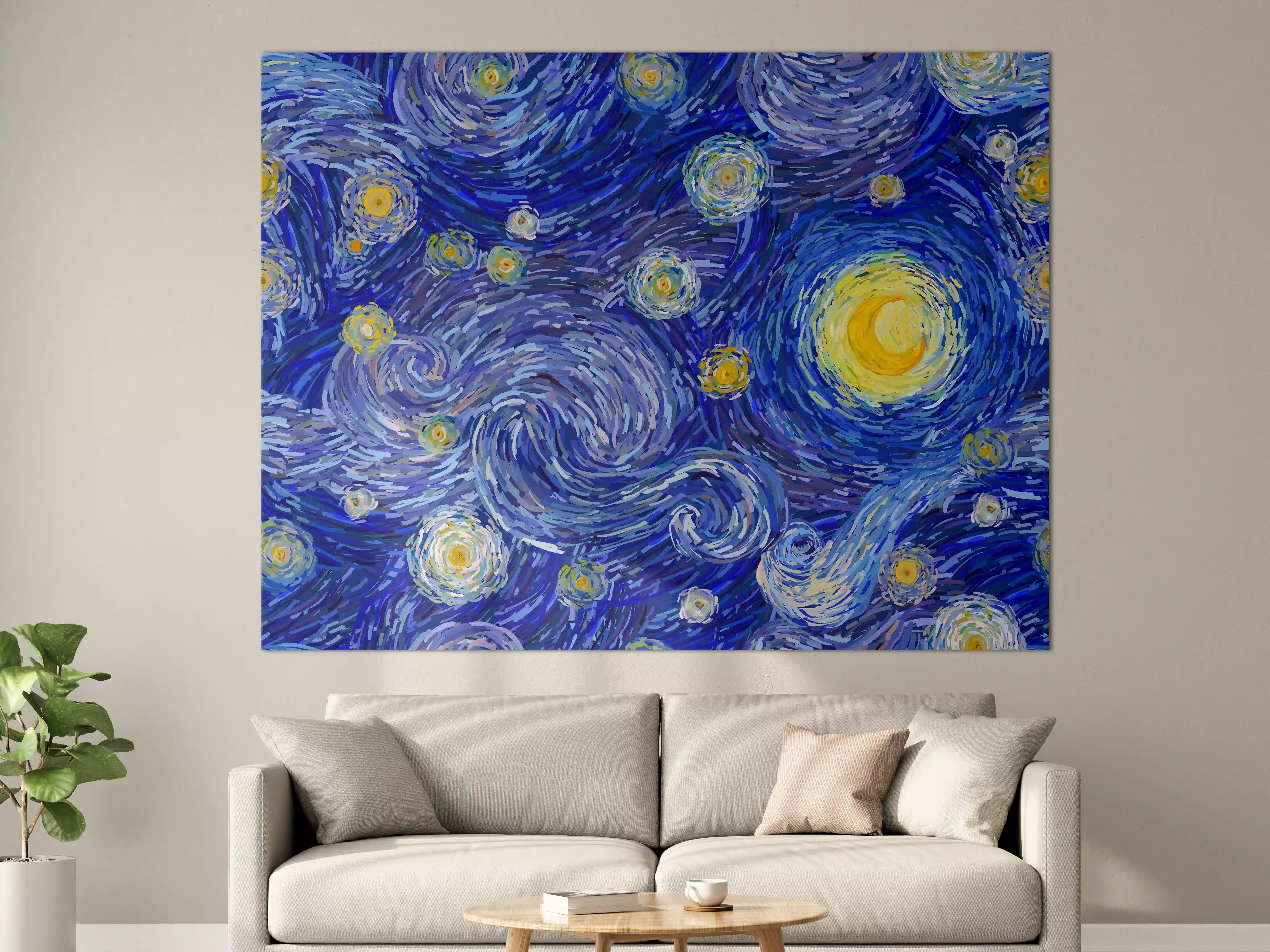 Große Wandbilder - Starry Night Van Gogh Blau Gelb