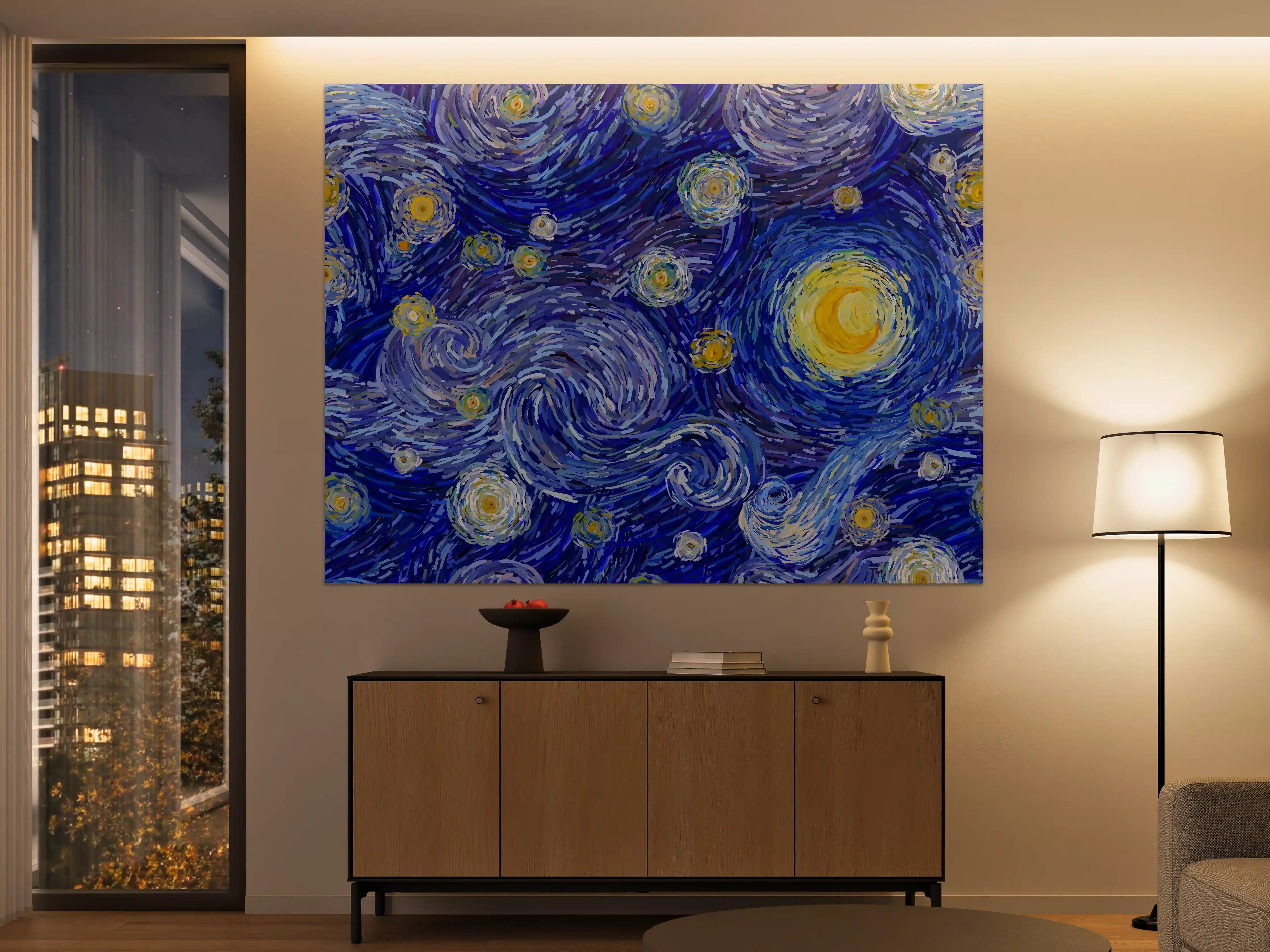 Große Wandbilder - Starry Night Van Gogh Blau Gelb