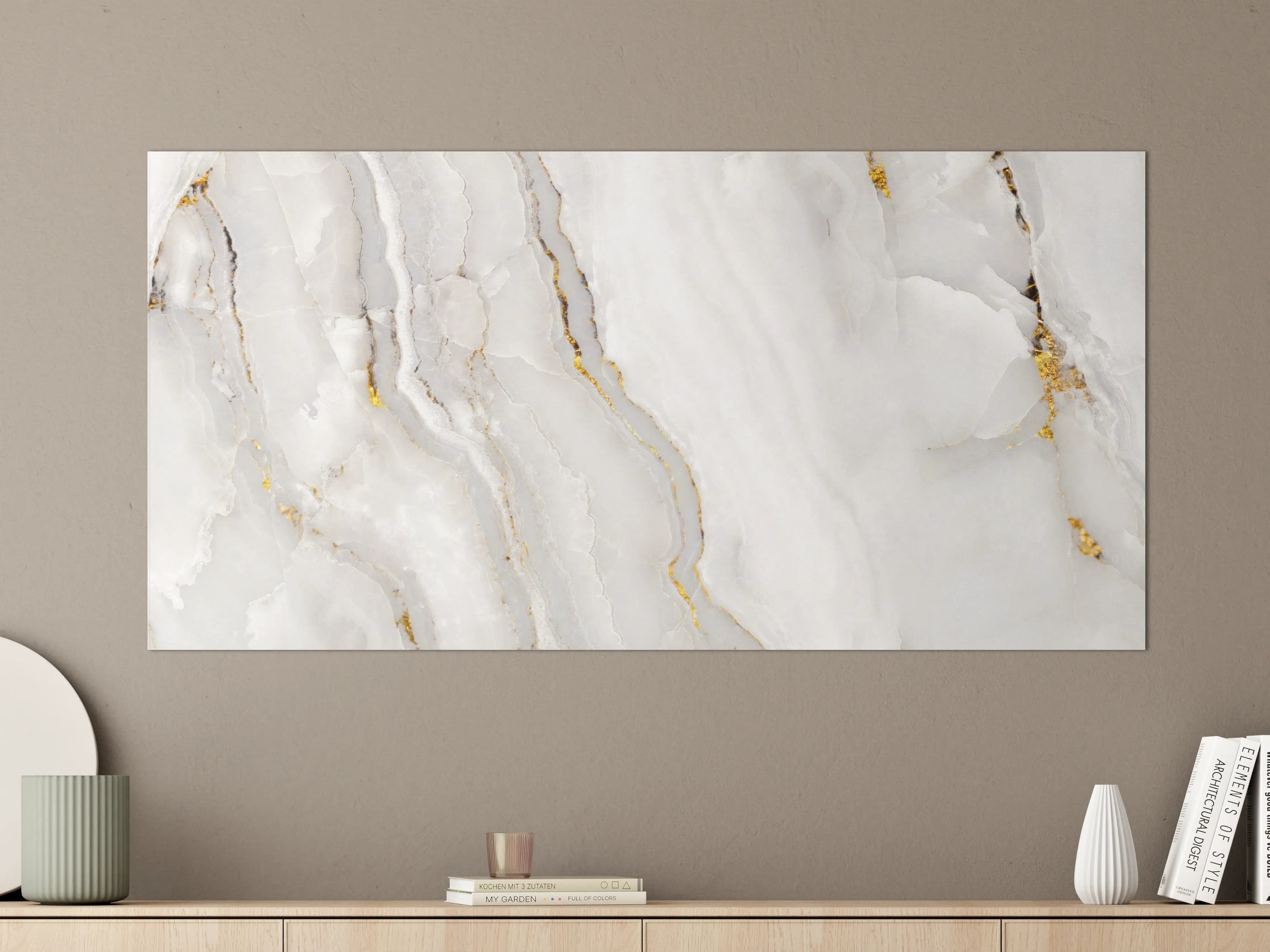 Große Wandbilder - Statuario Marmor mit goldenen Akzenten