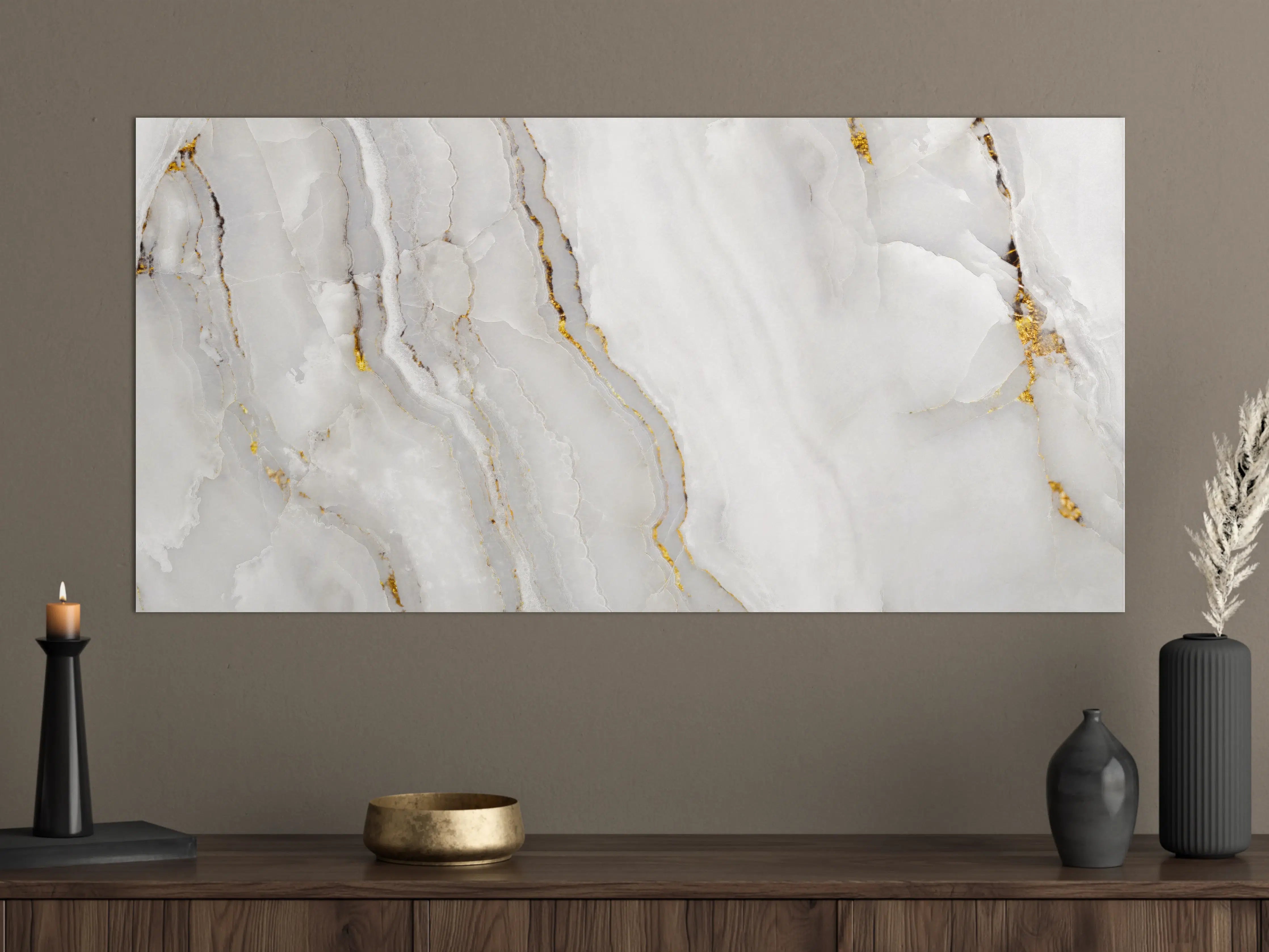 Große Wandbilder - Statuario Marmor mit goldenen Akzenten