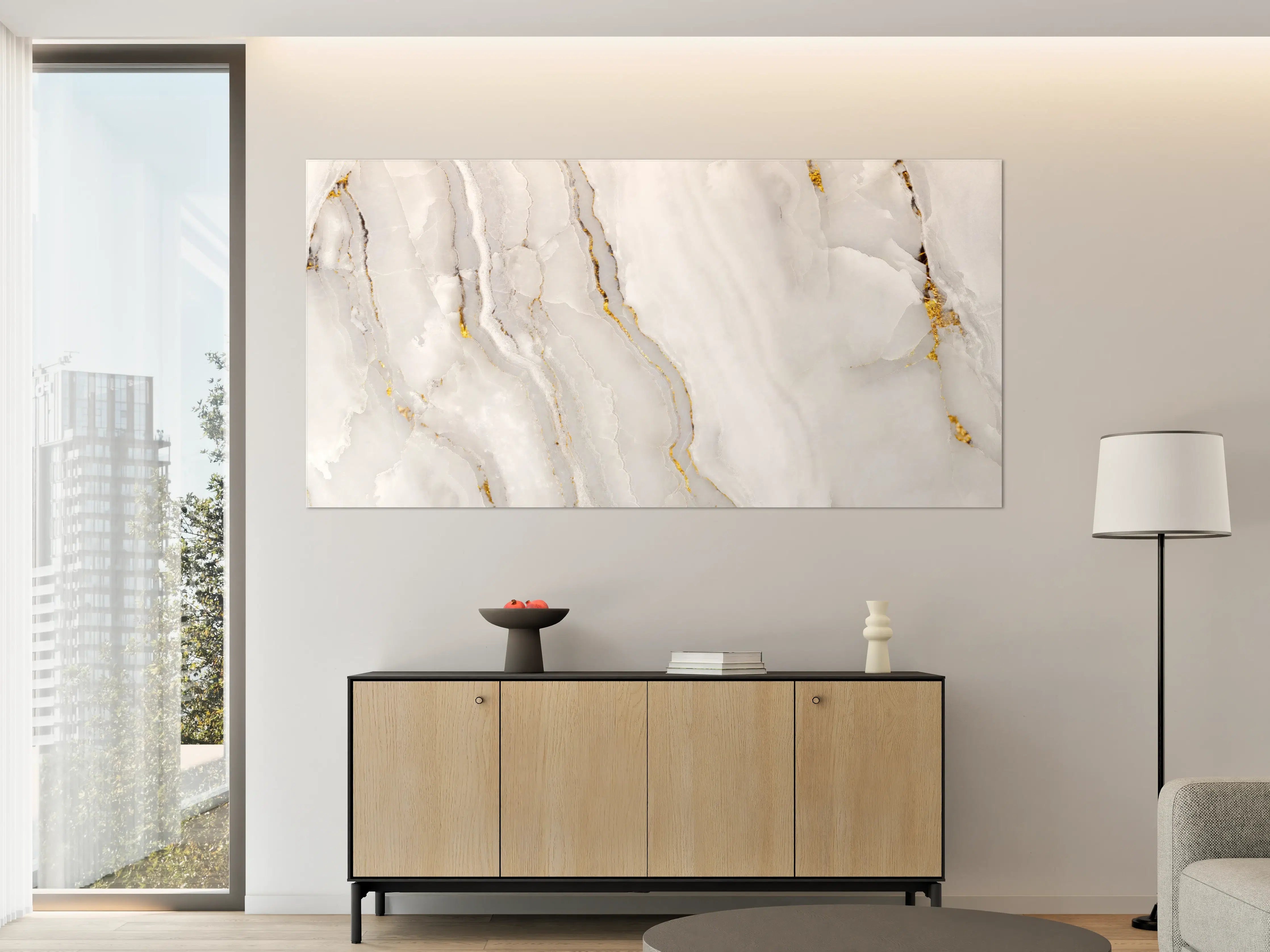 Große Wandbilder - Statuario Marmor mit goldenen Akzenten