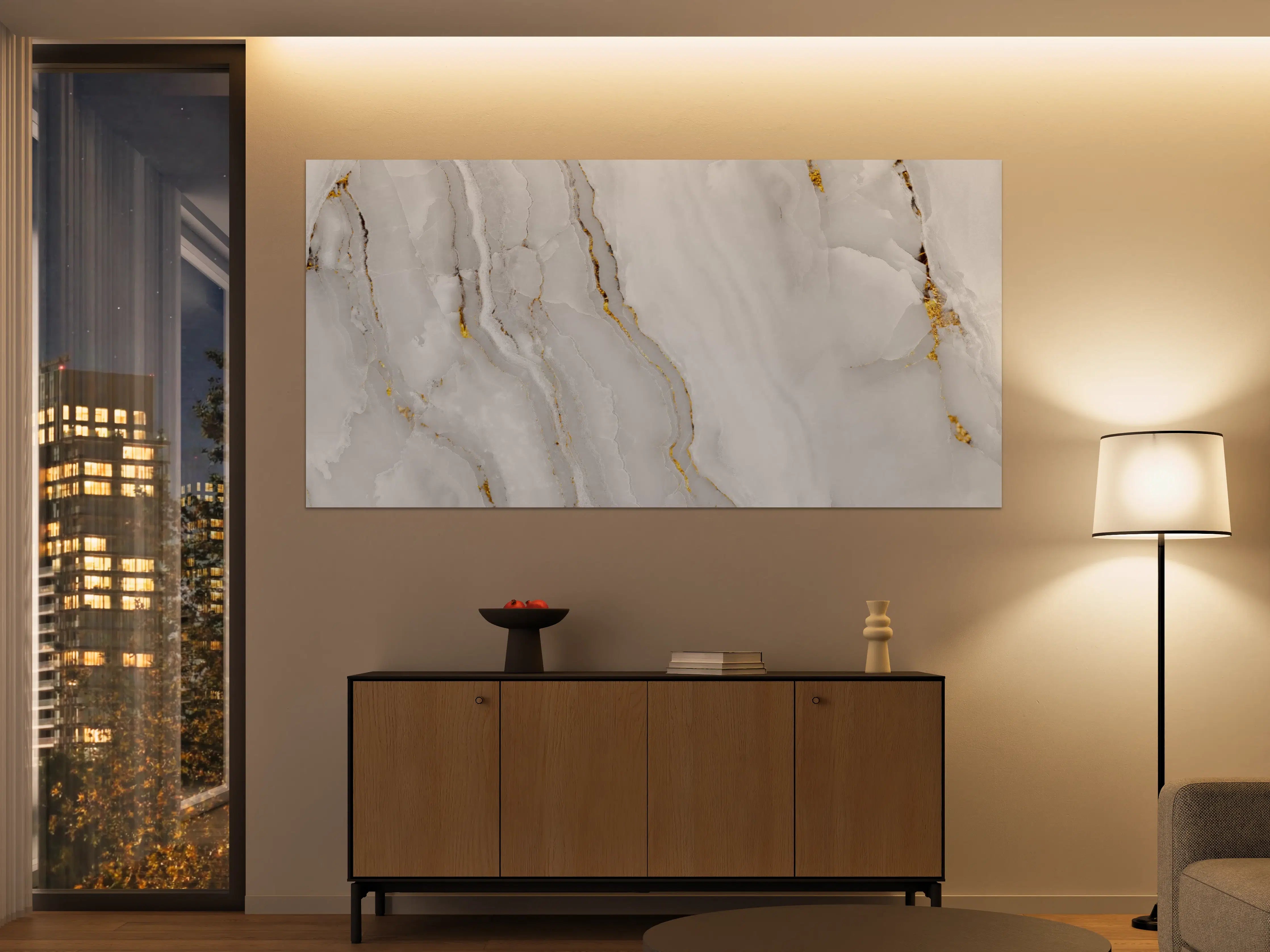 Große Wandbilder - Statuario Marmor mit goldenen Akzenten