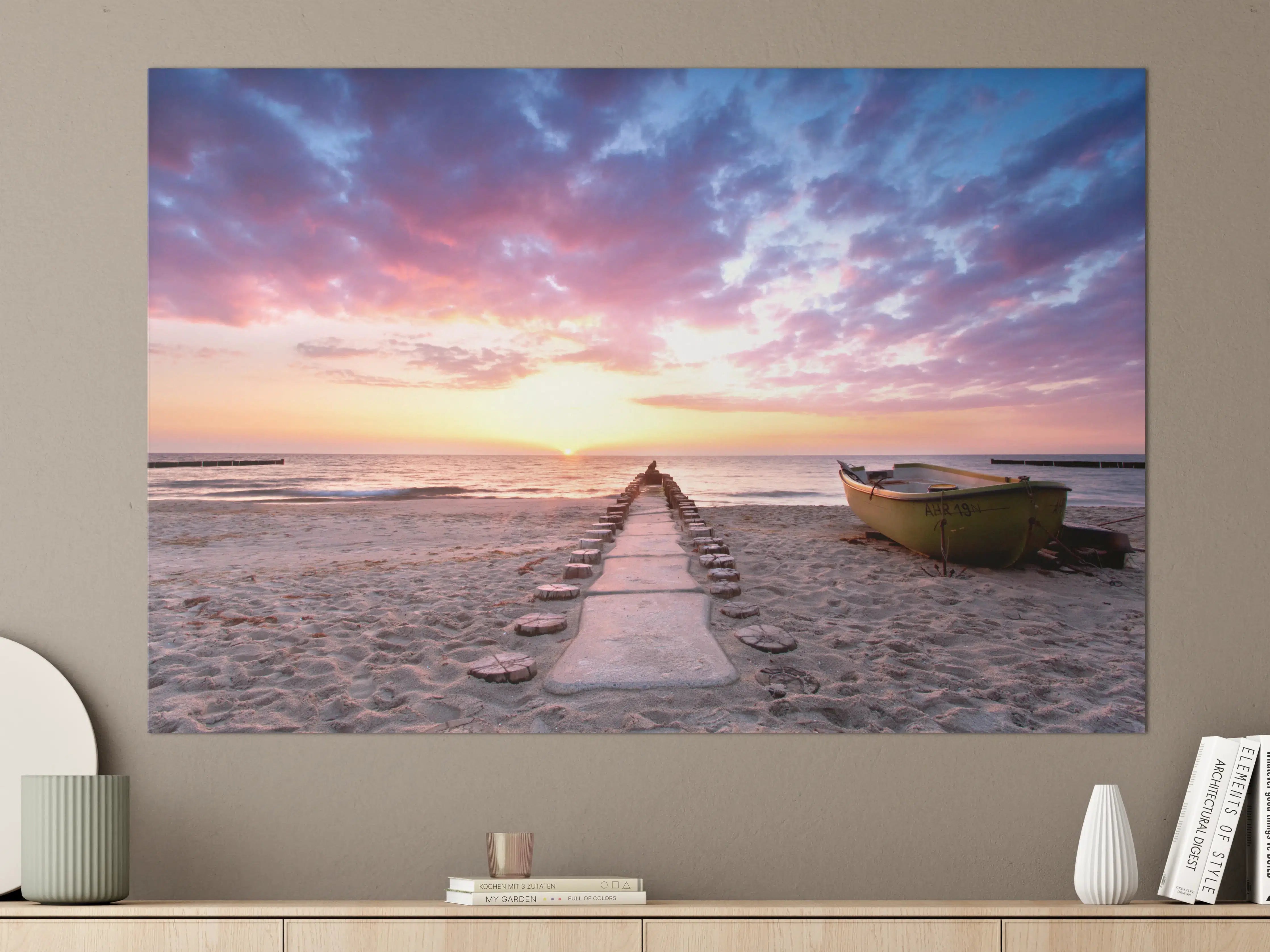 Große Wandbilder - Steg ins Meer bei Abendsonne