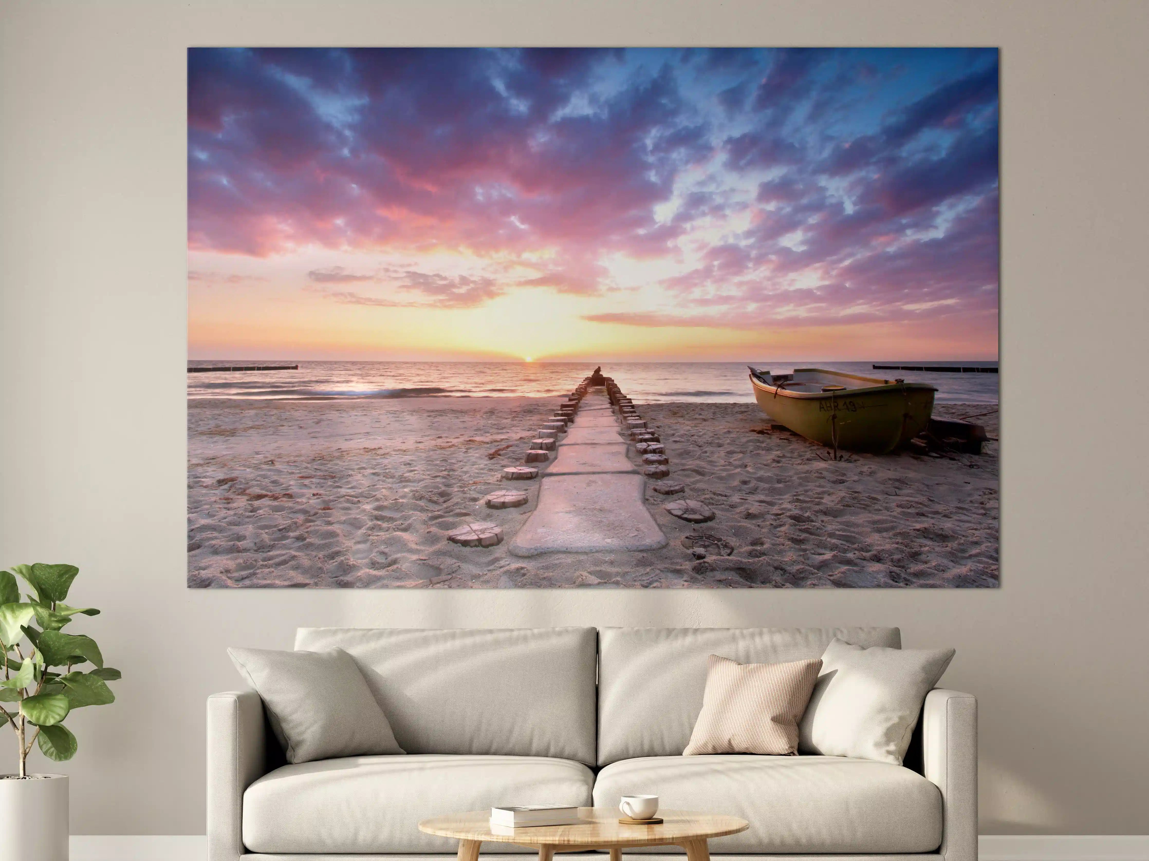 Große Wandbilder - Steg ins Meer bei Abendsonne