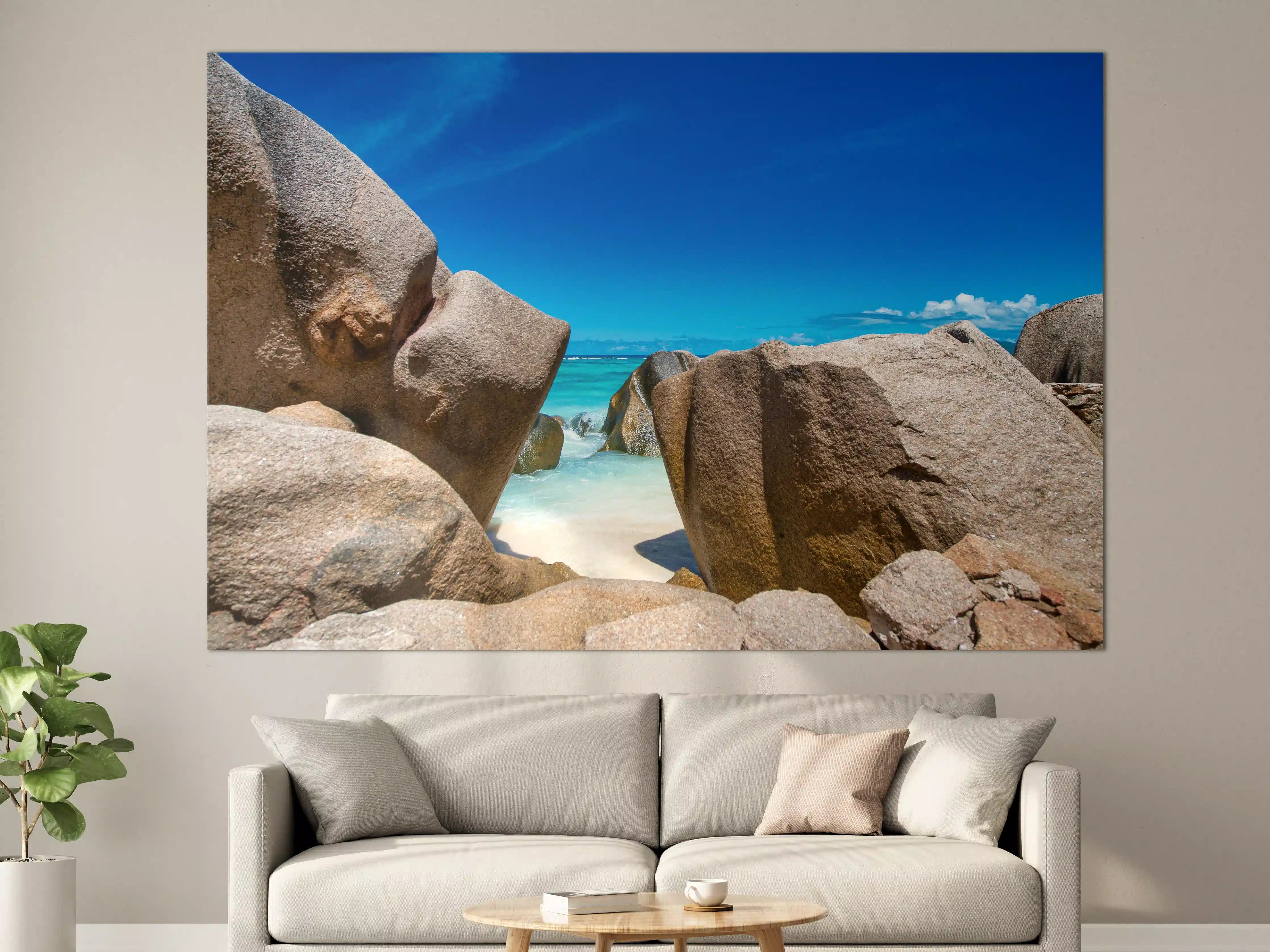 Große Wandbilder - Stein-Panorama auf den Seychellen