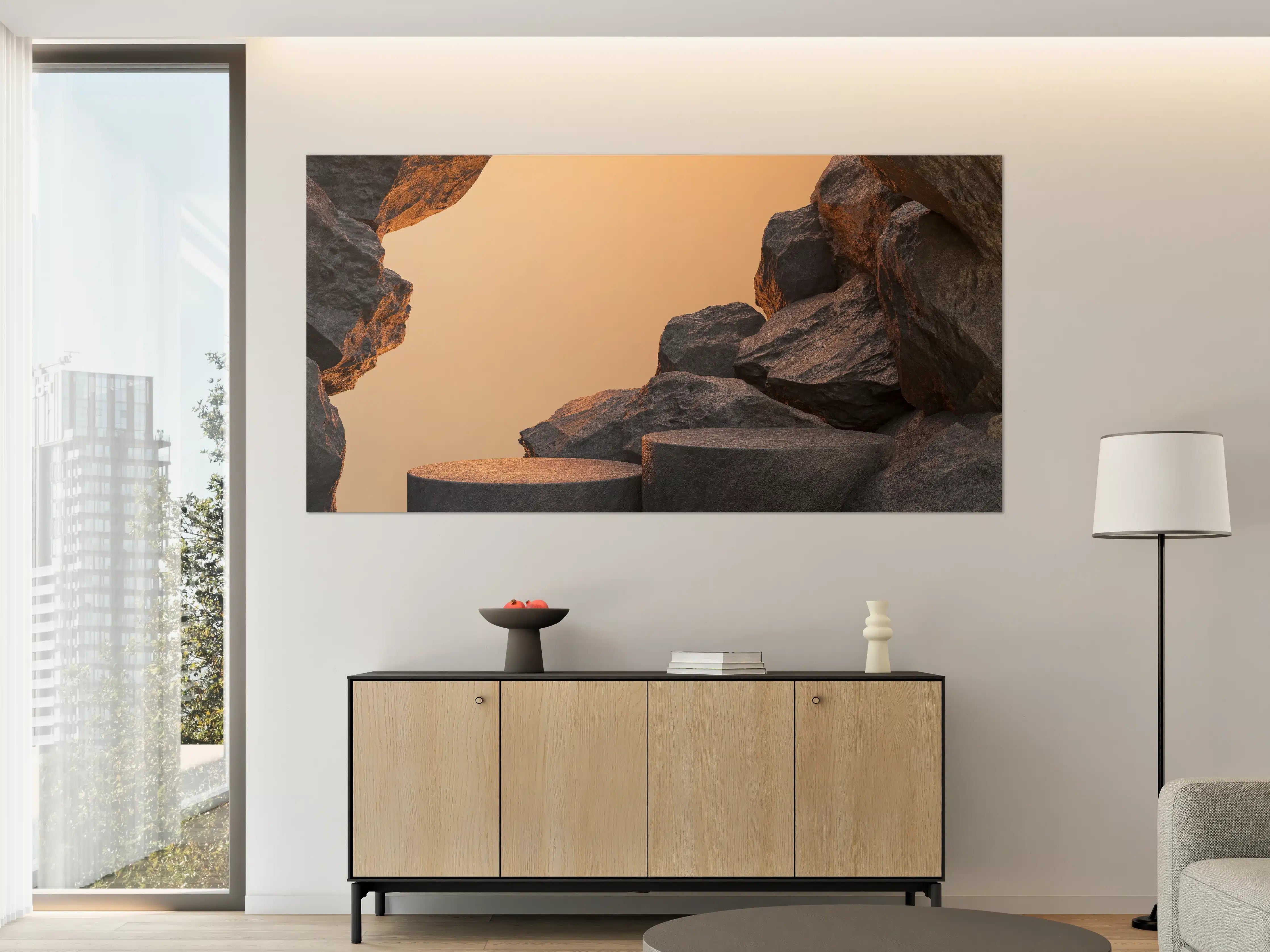Große Wandbilder - Steiniger Hintergrund - Grau