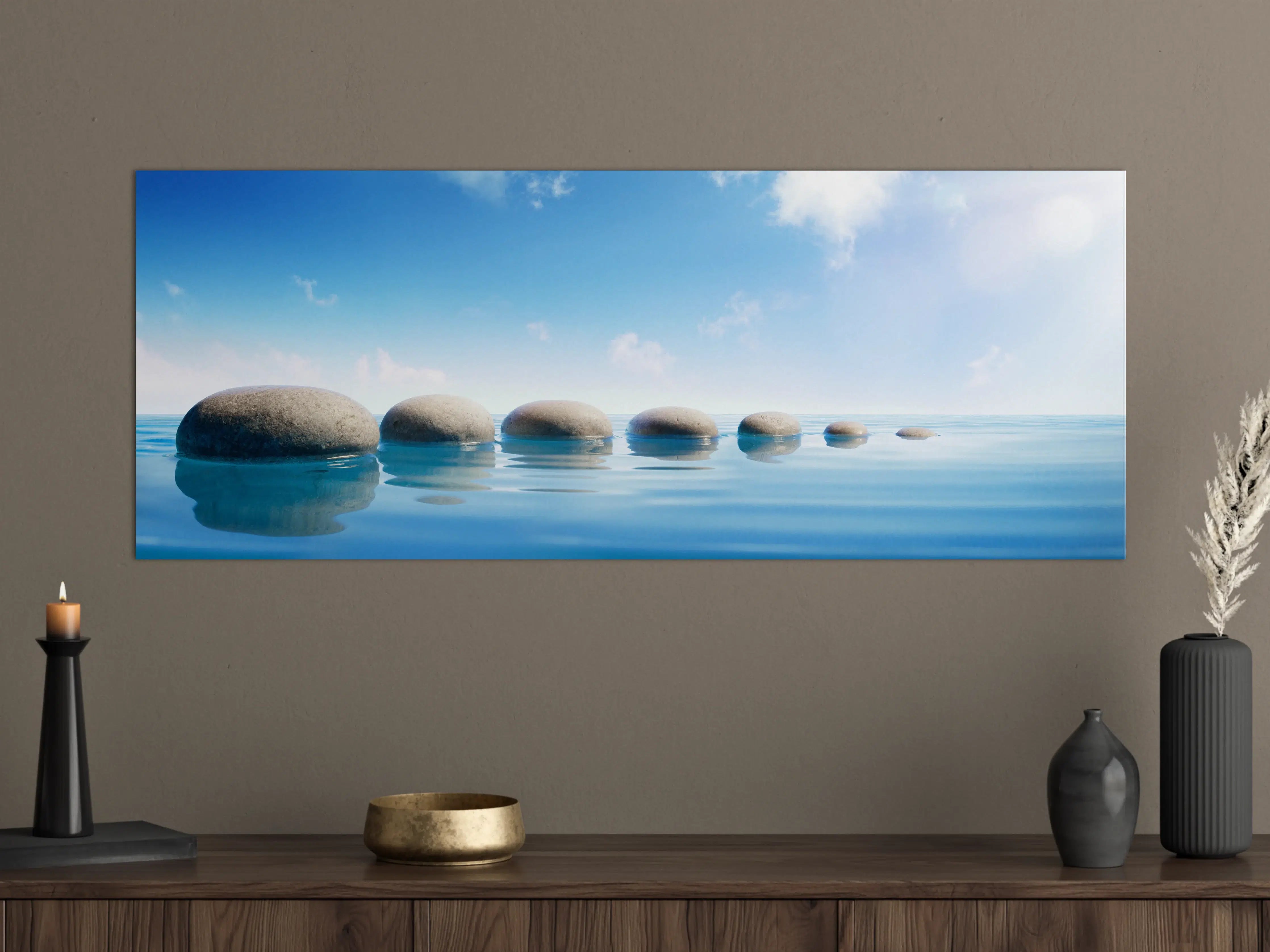 Große Wandbilder - Steinreihe auf Wasser