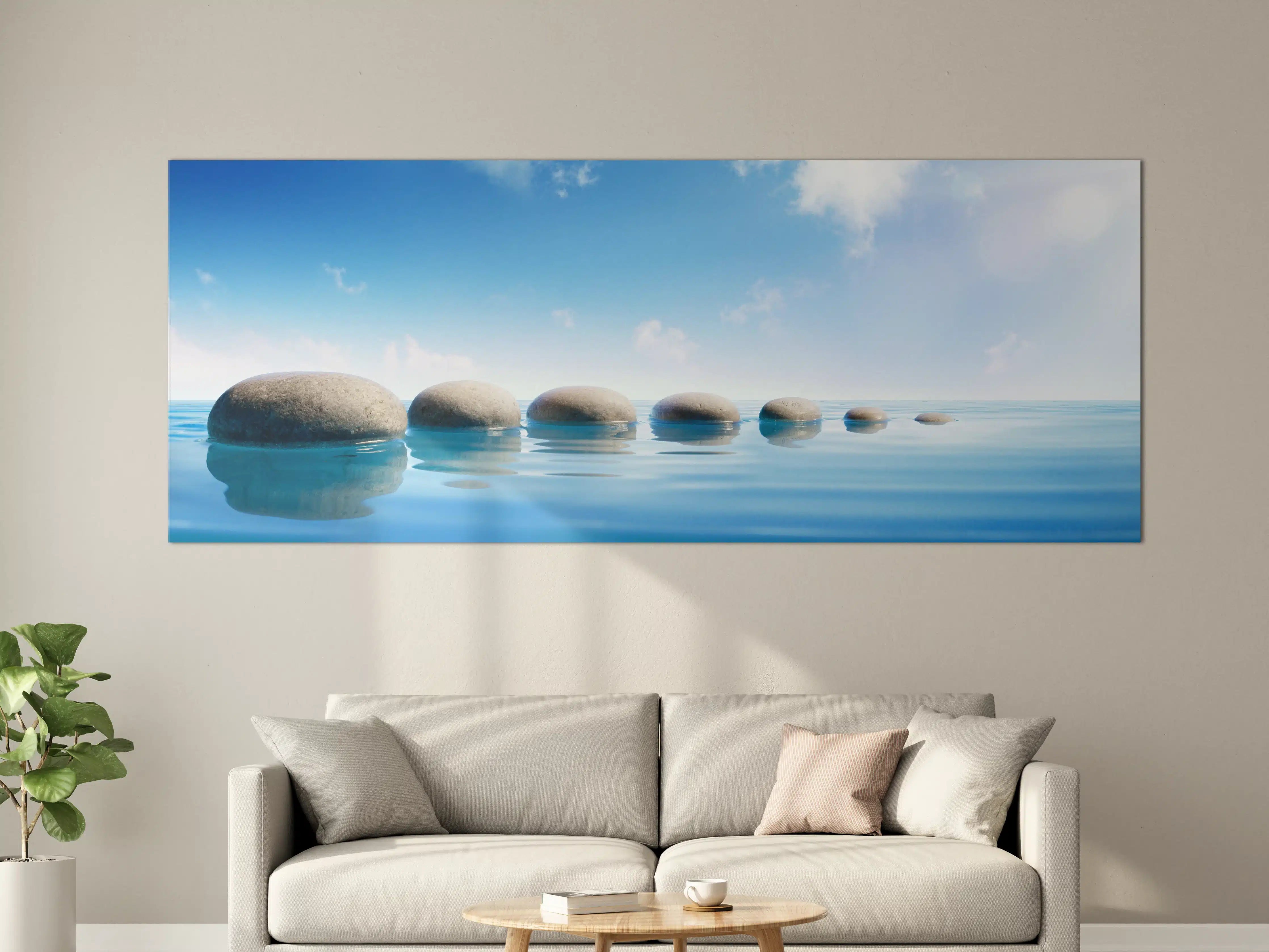 Große Wandbilder - Steinreihe auf Wasser