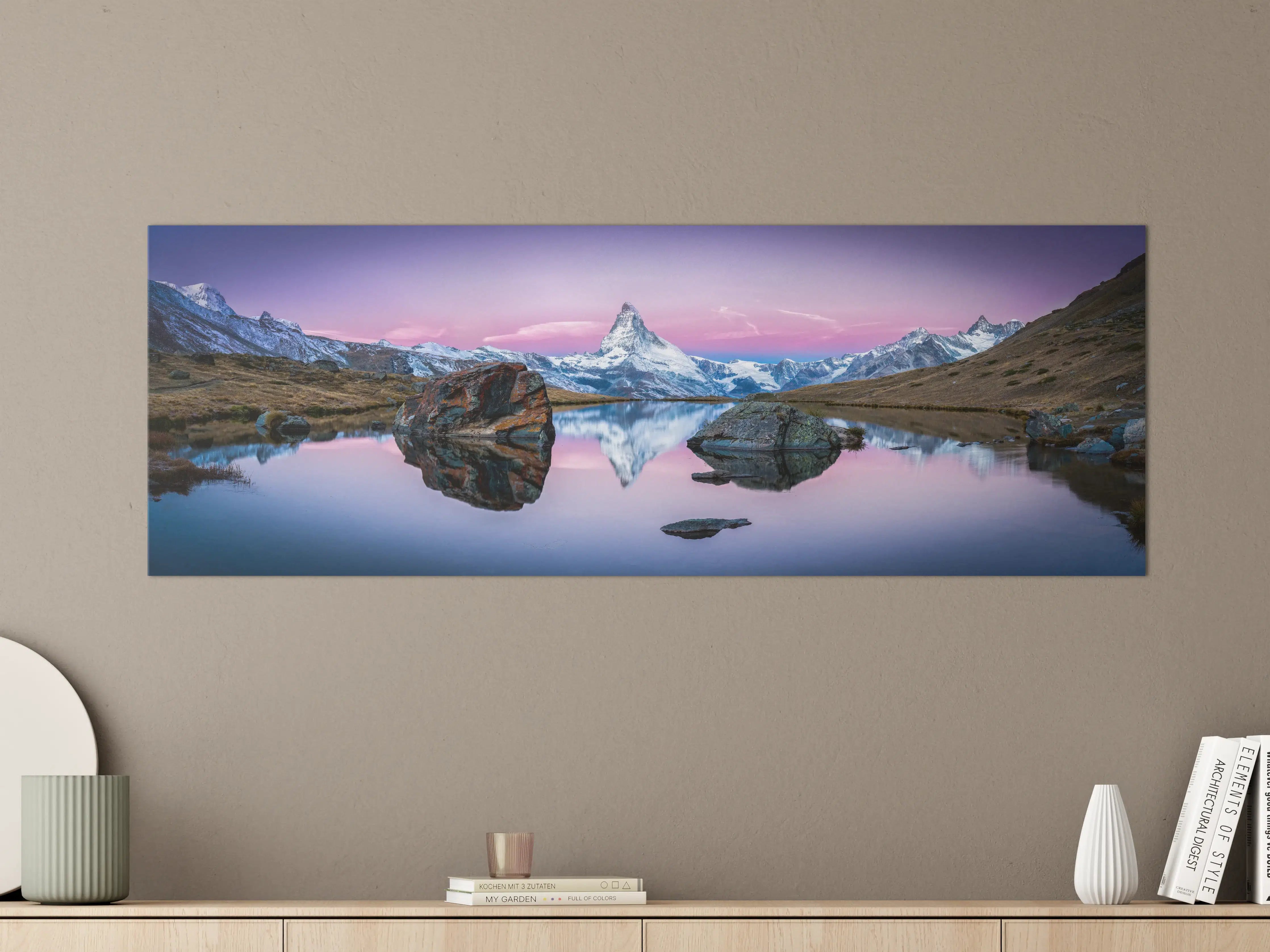 Große Wandbilder - Stellisee in Schweiz - Matterhorn Panorama