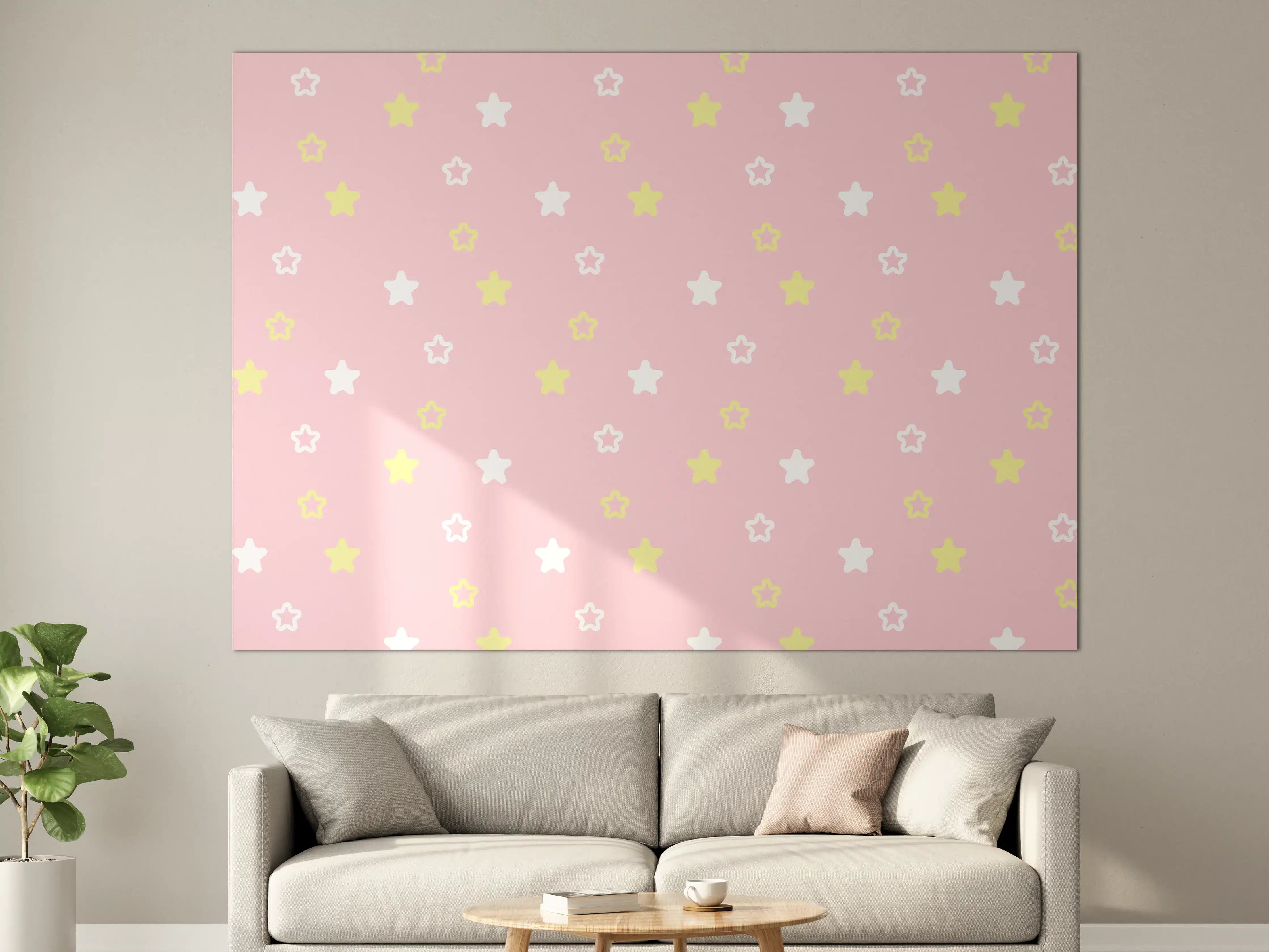 Große Wandbilder - Sternenmuster Rosa-Gelb