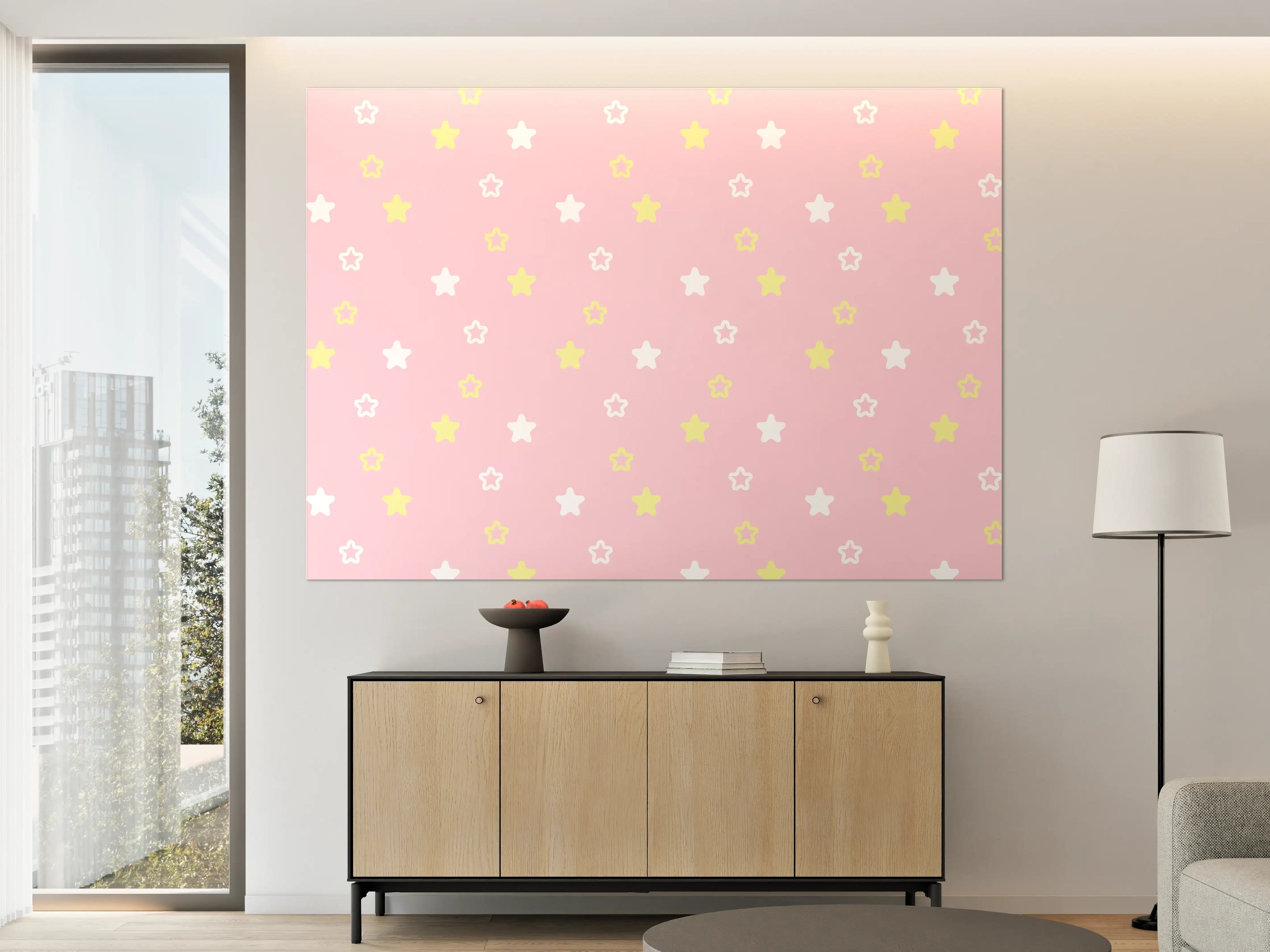 Große Wandbilder - Sternenmuster Rosa-Gelb