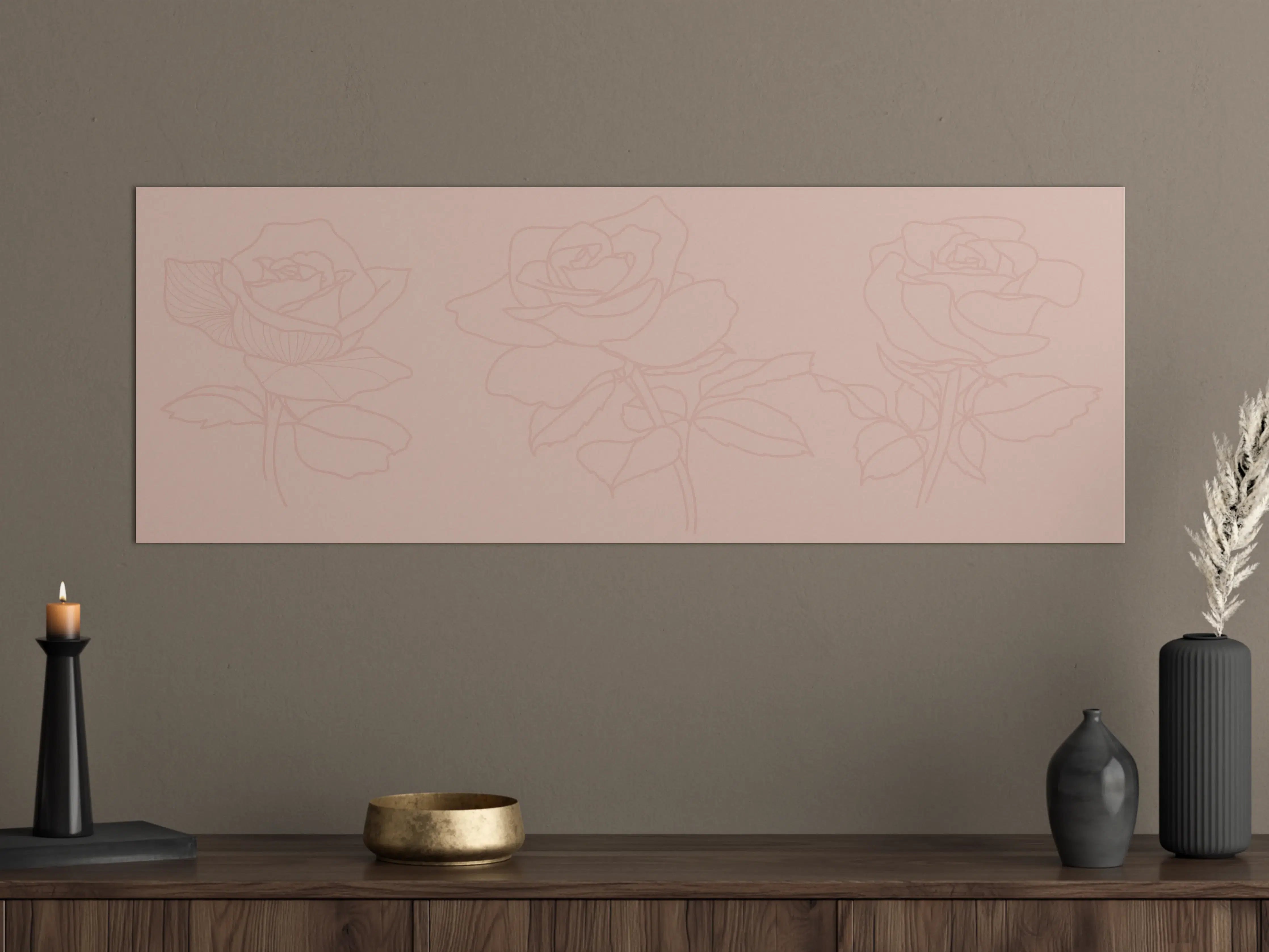 Große Wandbilder - Stilisierte Rosen Zeichnung
