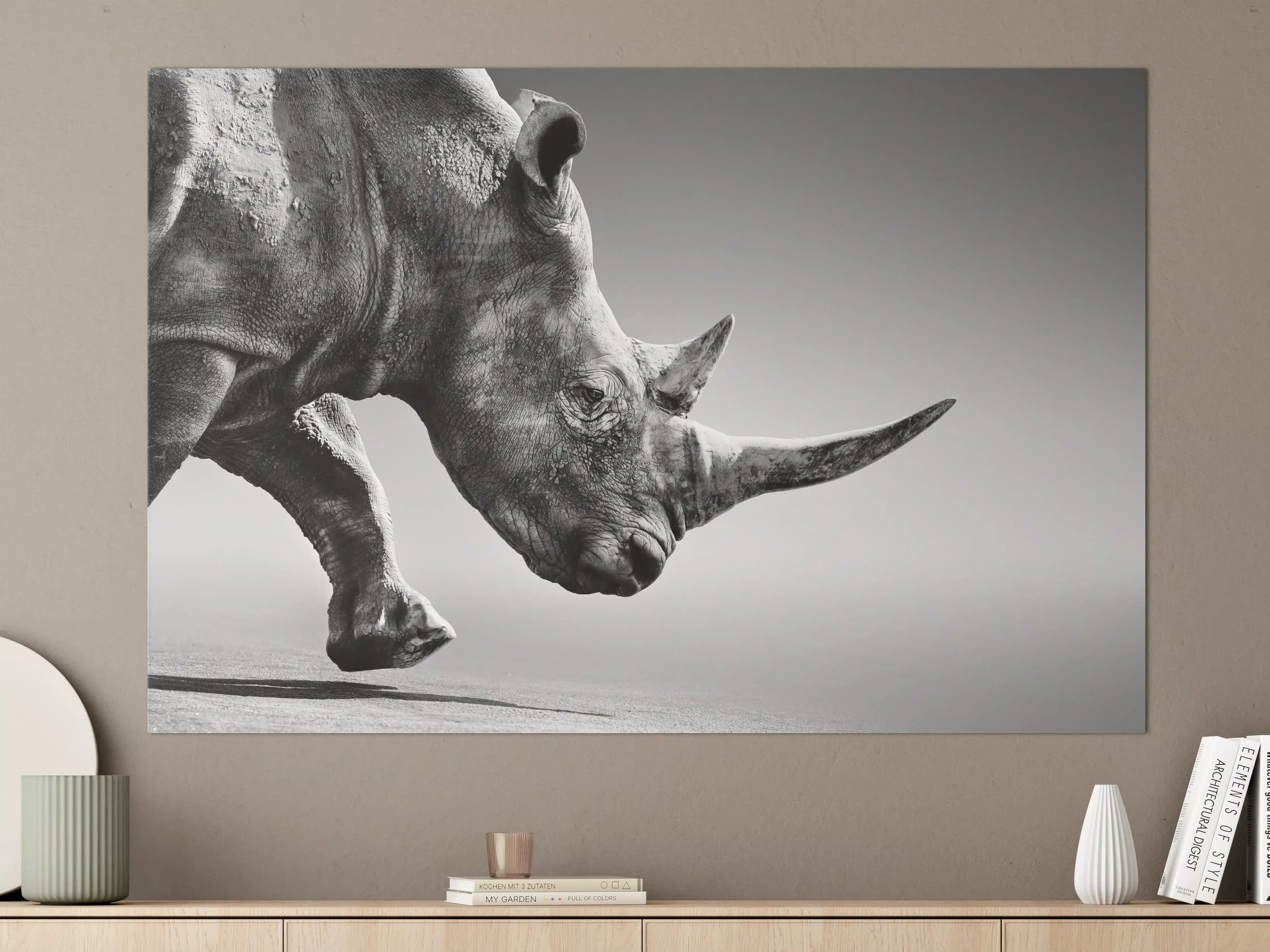 Große Wandbilder - Stilvoller Nashorn-Silhouetten-Effekt