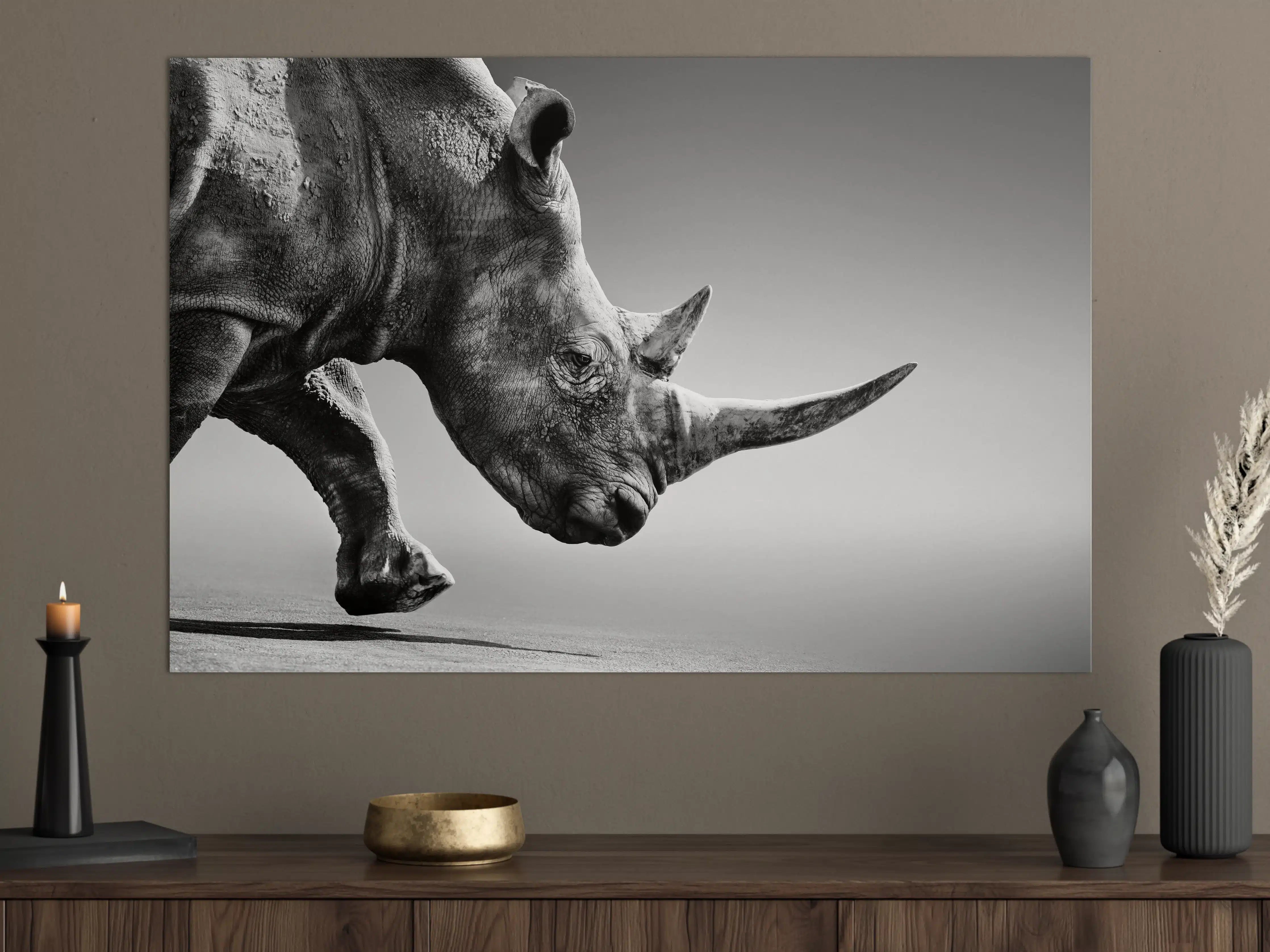 Große Wandbilder - Stilvoller Nashorn-Silhouetten-Effekt