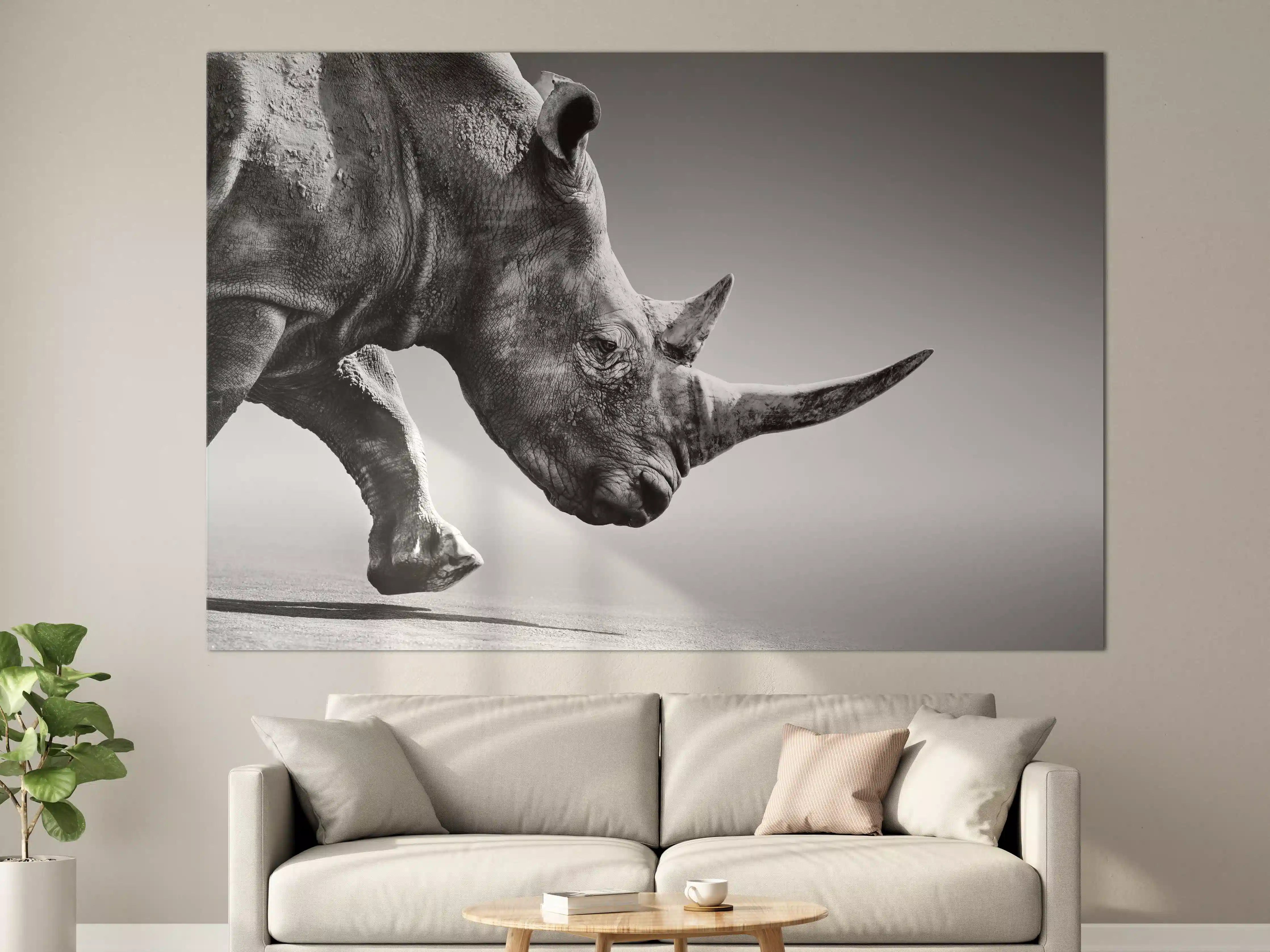 Große Wandbilder - Stilvoller Nashorn-Silhouetten-Effekt