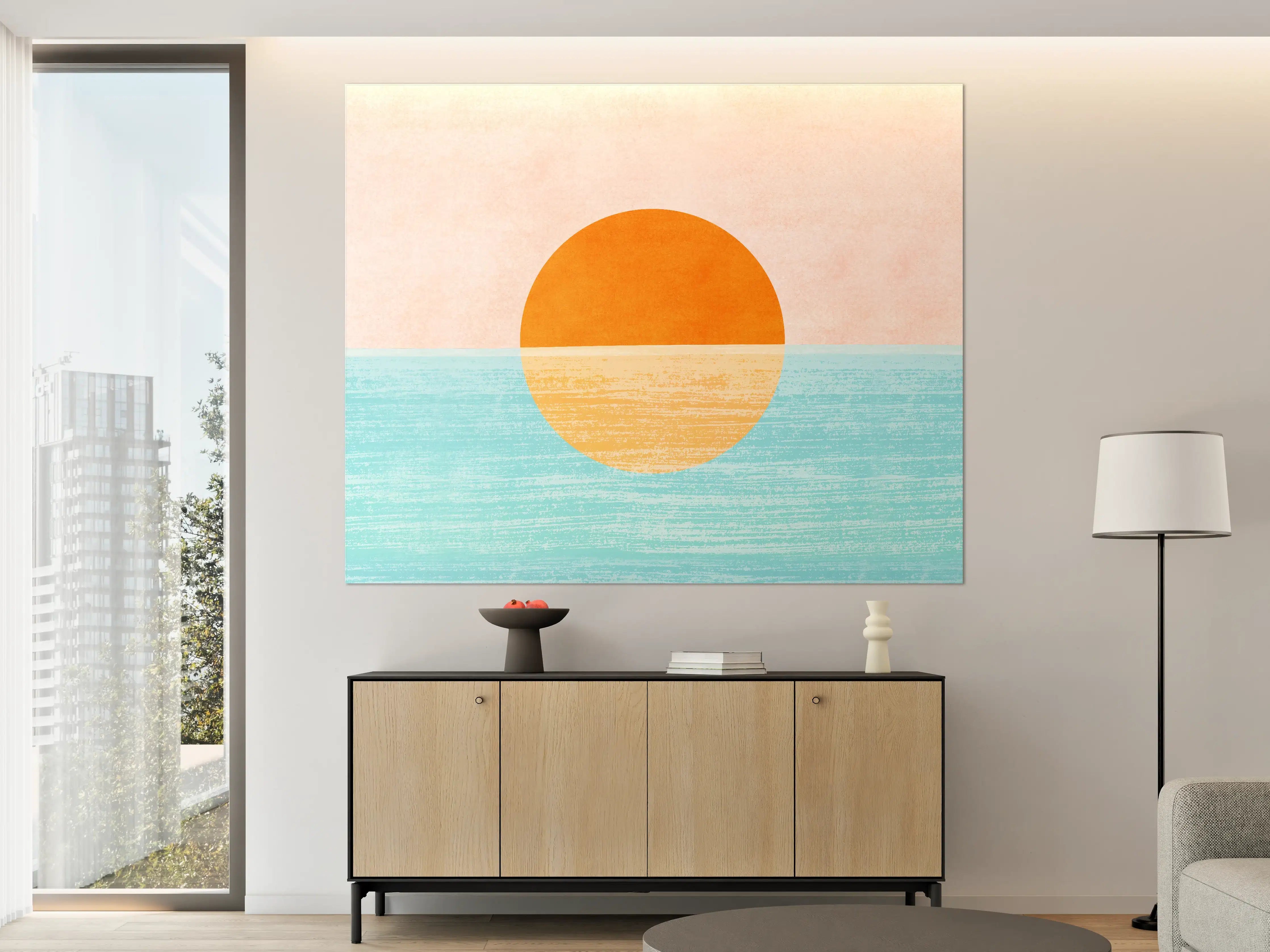Große Wandbilder - Stilvolles Sonnenuntergang-Motiv mit sanften Farben