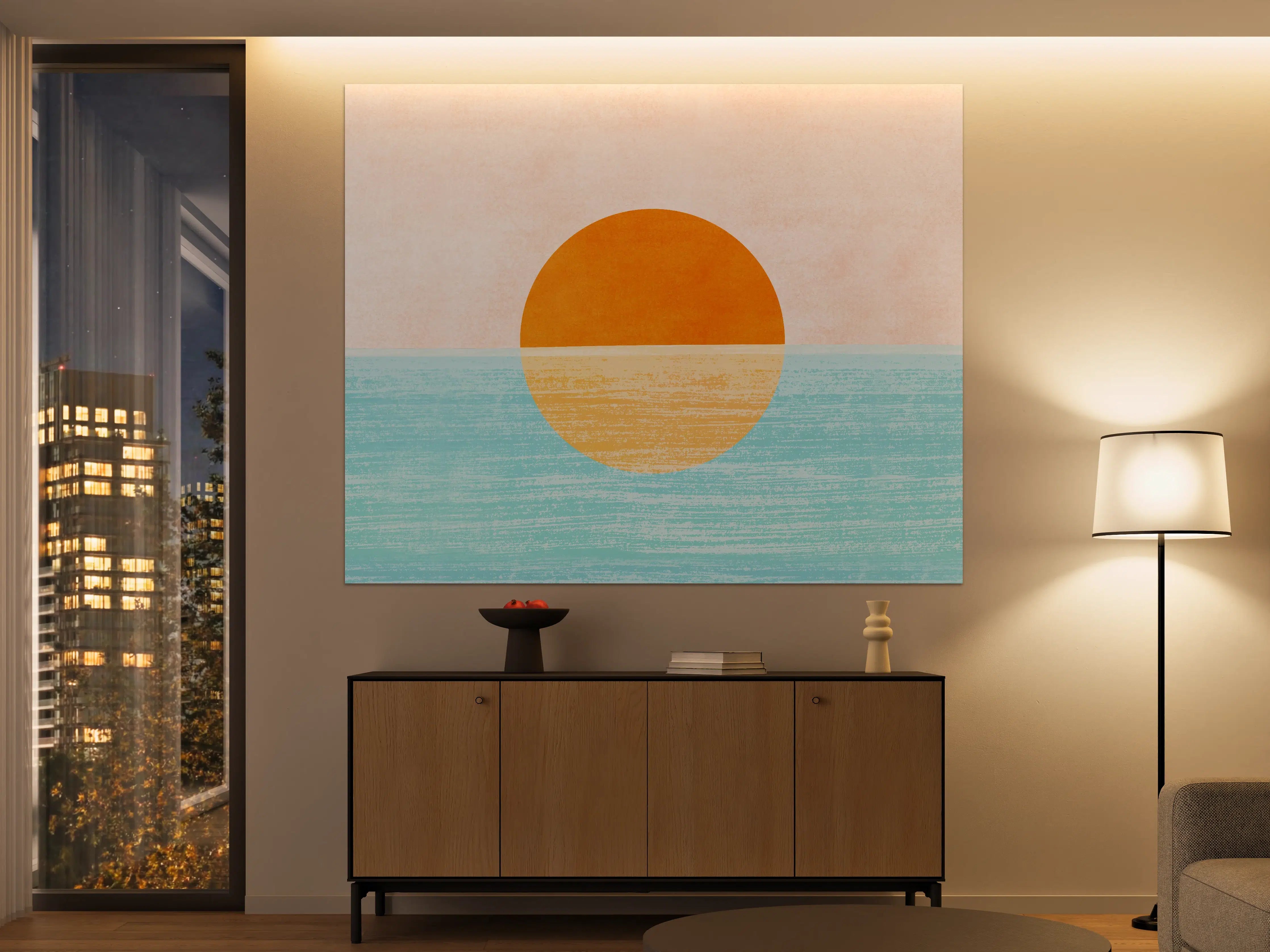 Große Wandbilder - Stilvolles Sonnenuntergang-Motiv mit sanften Farben