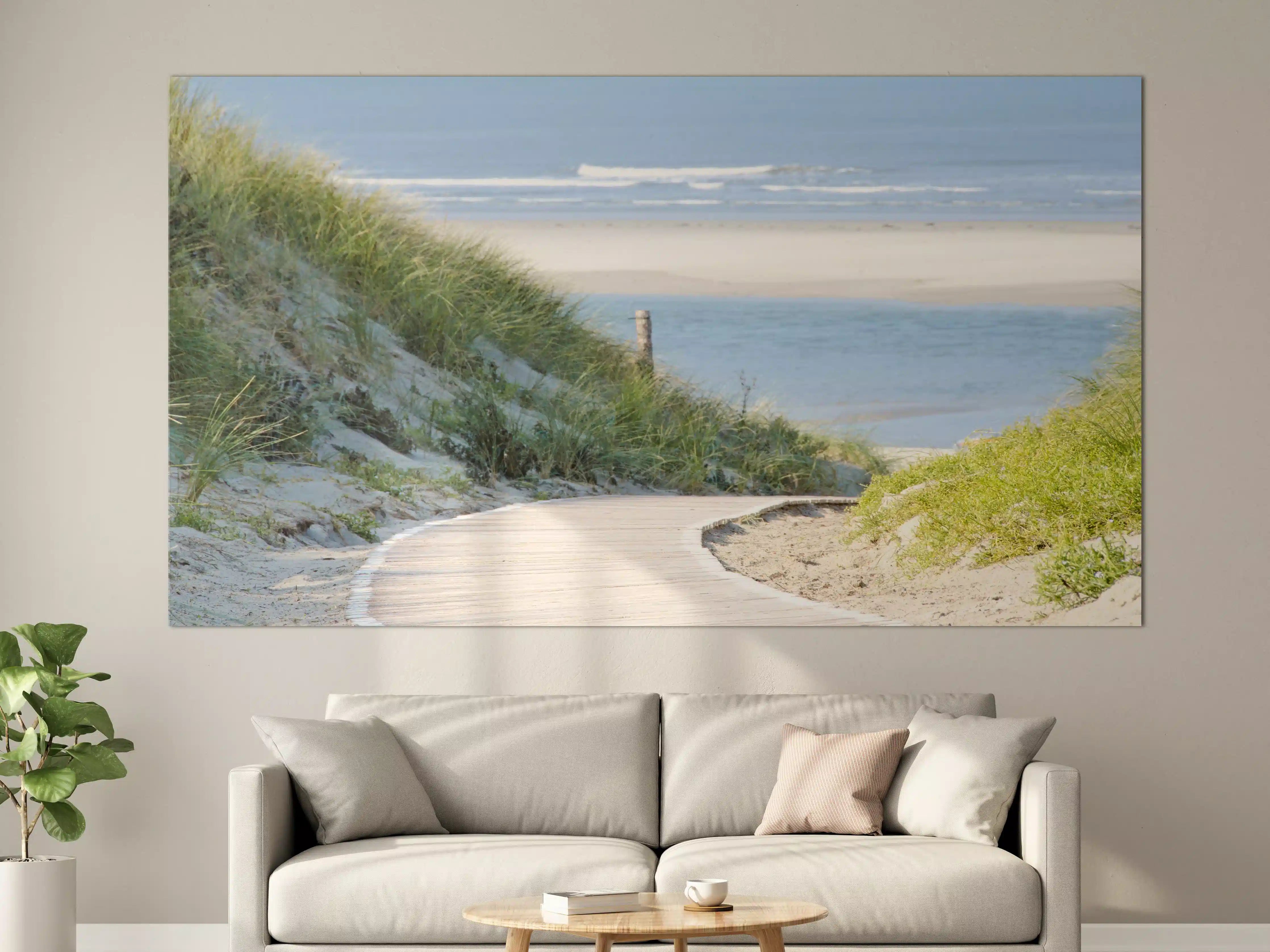 Große Wandbilder - Strandpromenade mit Sanddünen und Meerblick