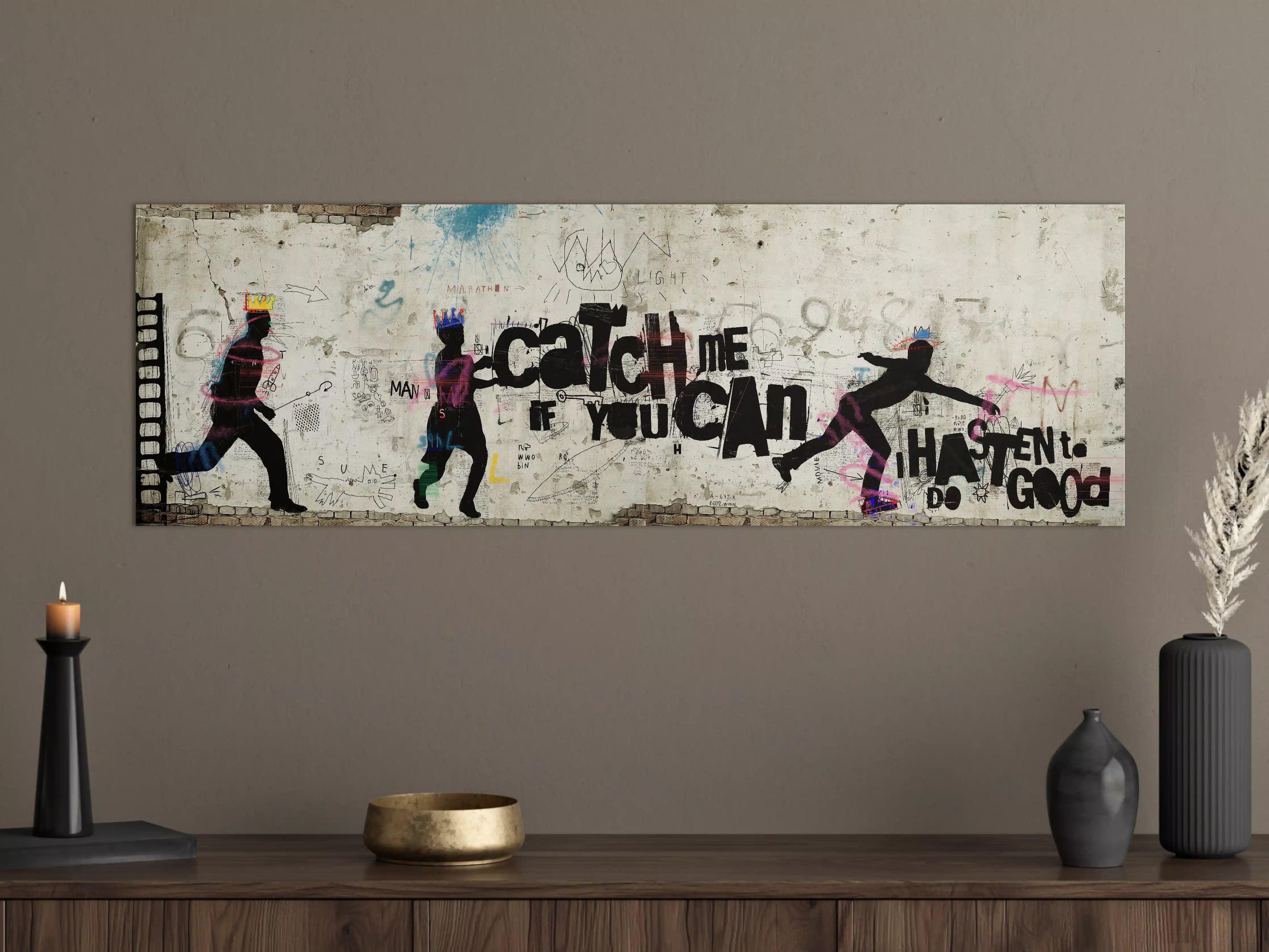 Große Wandbilder - Street-Art-Läufer auf Mauer